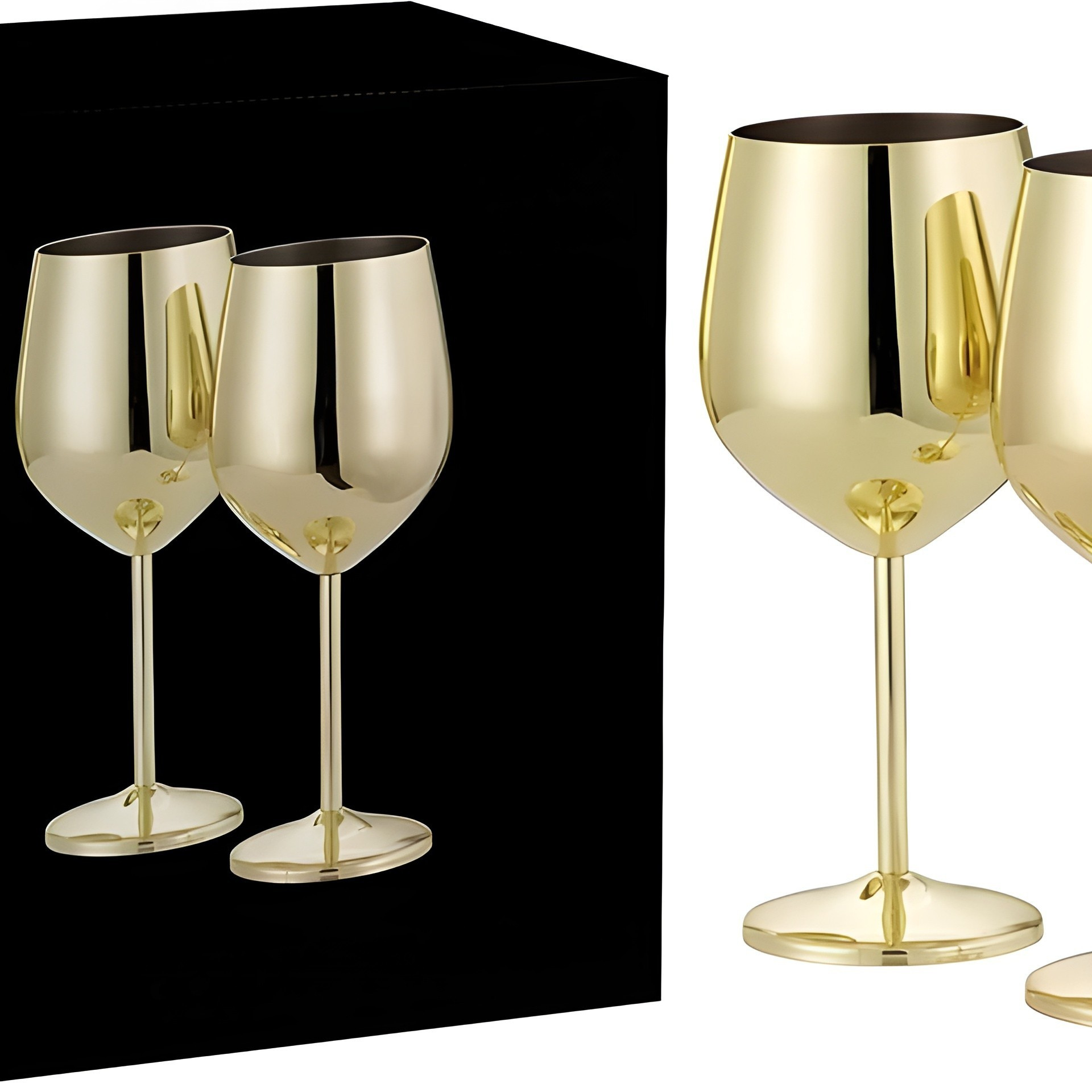 Vinglass I Rustfritt Stål Med Gullfinish – Elegante Glass Til Vin Og Spesielle Anledninger