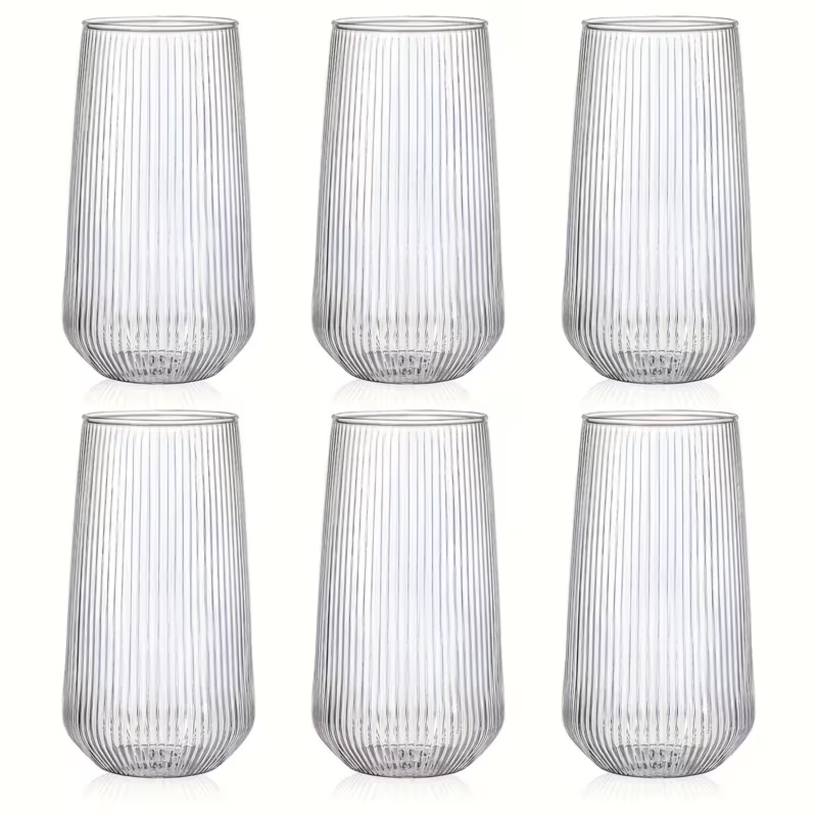 6-sett Stripete Vintage-glass – Varmebestandig Borosilikatglass | Dekorativt Og Egnet Til Daglig Bruk