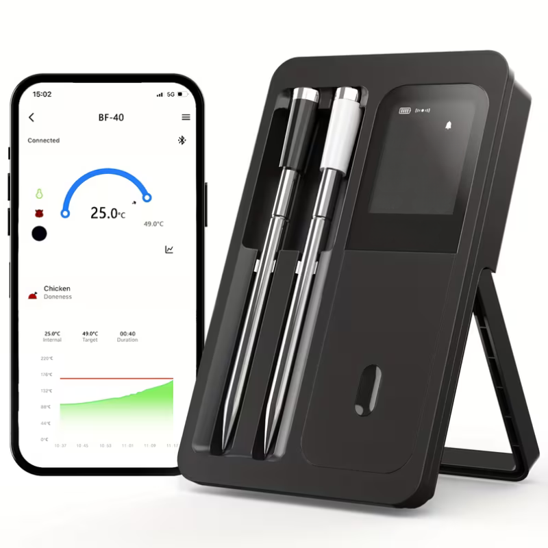 Kabelloses Grillthermometer mit 2 Sonden – Exakte Temperaturmessung | Perfekt für Fleisch & BBQ