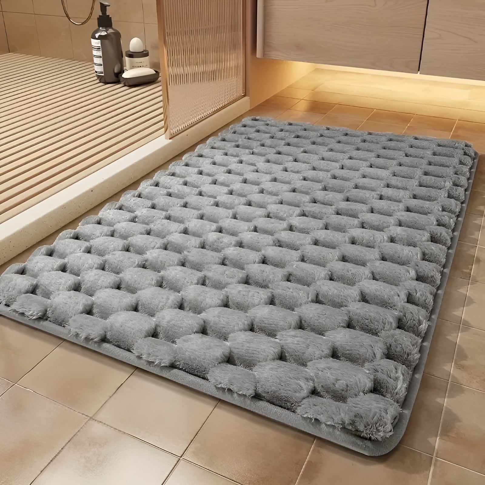 Sklisikker badematte med Minneskum – Ekstra myk og sklisikker | Ideell for Baderom, Soverom og Seng