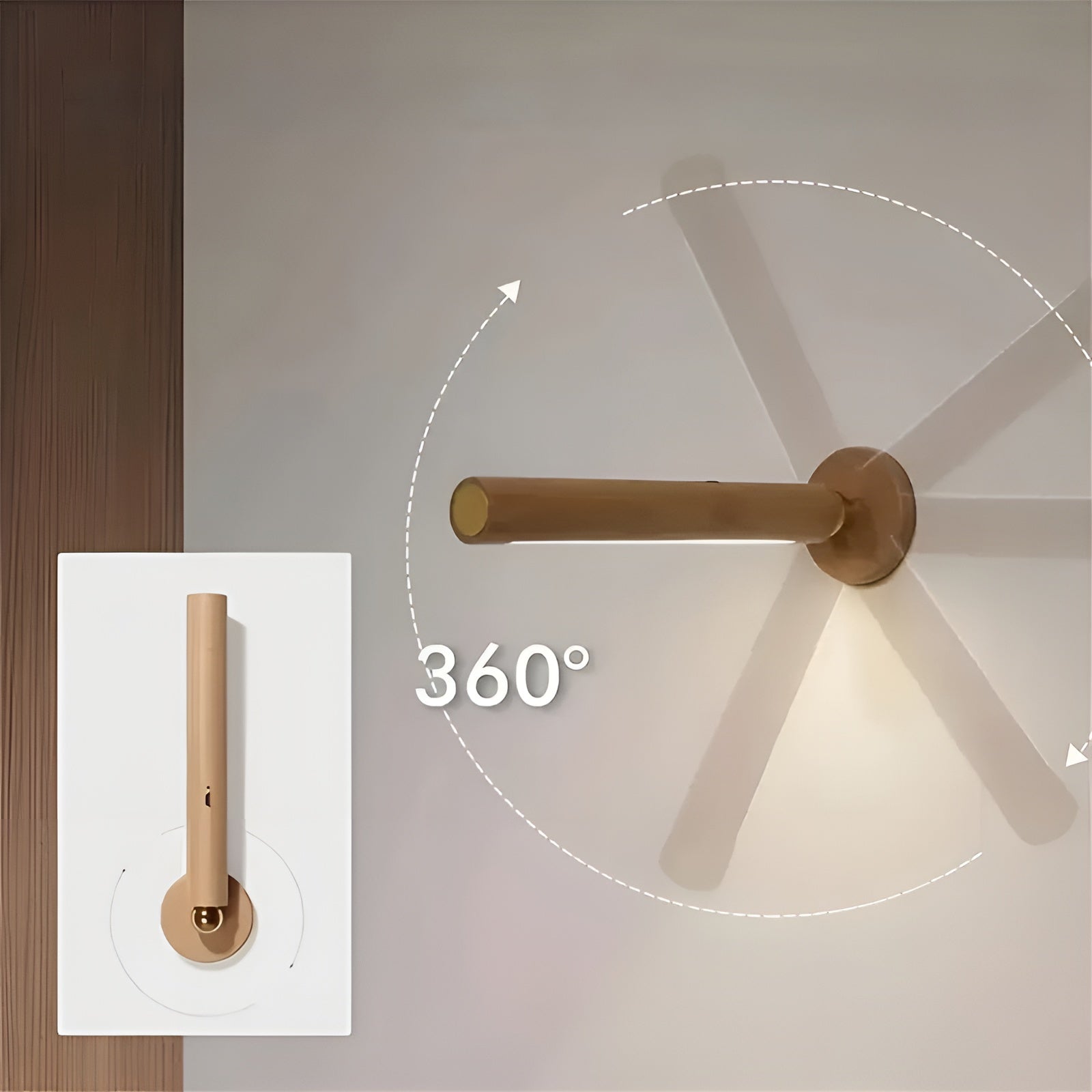 Moderne LED-vegglampe – Oppladbar med Touch-styring | 360° Roterbar og Magnetfeste