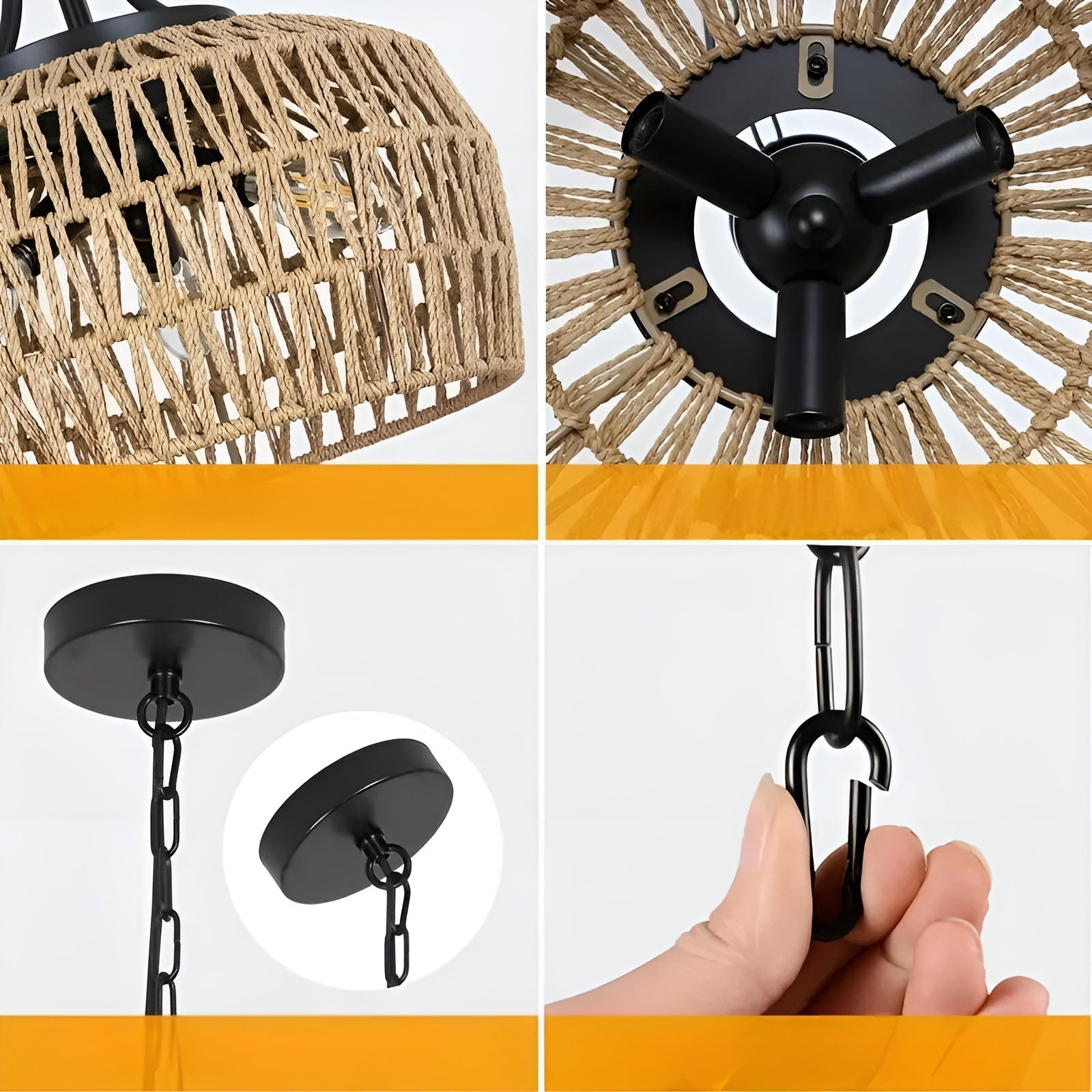 Hengelampe i Rattan – Naturlig og Dekorativ | Perfekt for Kjøkken og Spisestue