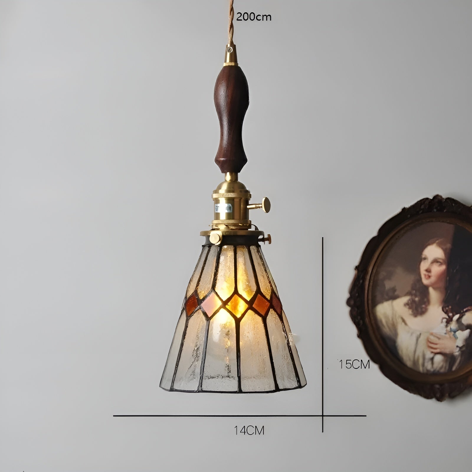 Europeisk Vintage Pendellampe – Stilig LED-pendellampe i tre og kobber | Med glasskuppel i design for stue og spisestue
