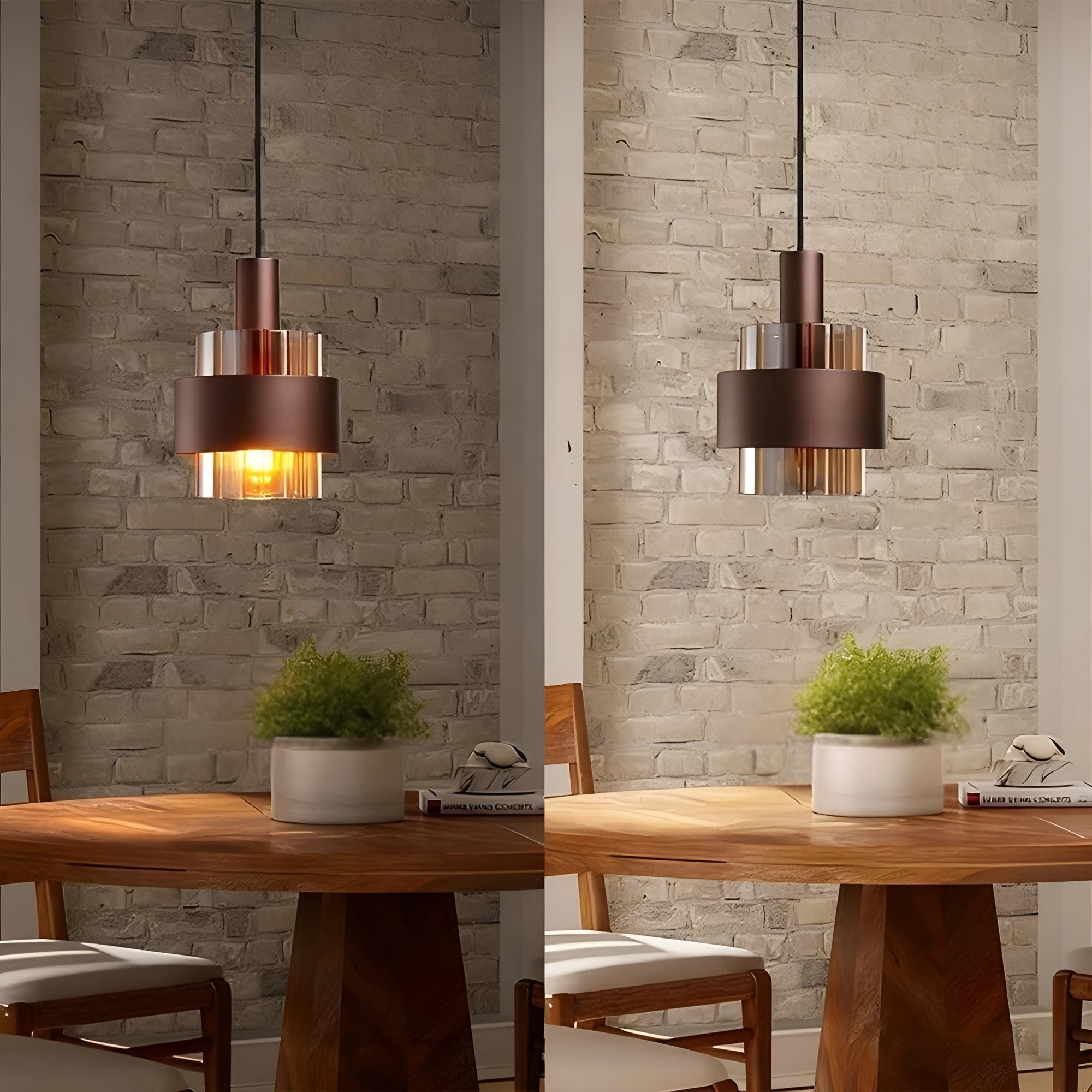 Vintage Pendellampe I Amberglass – Elegant Design I Bronse | Stilig Belysning Til Hjemmet