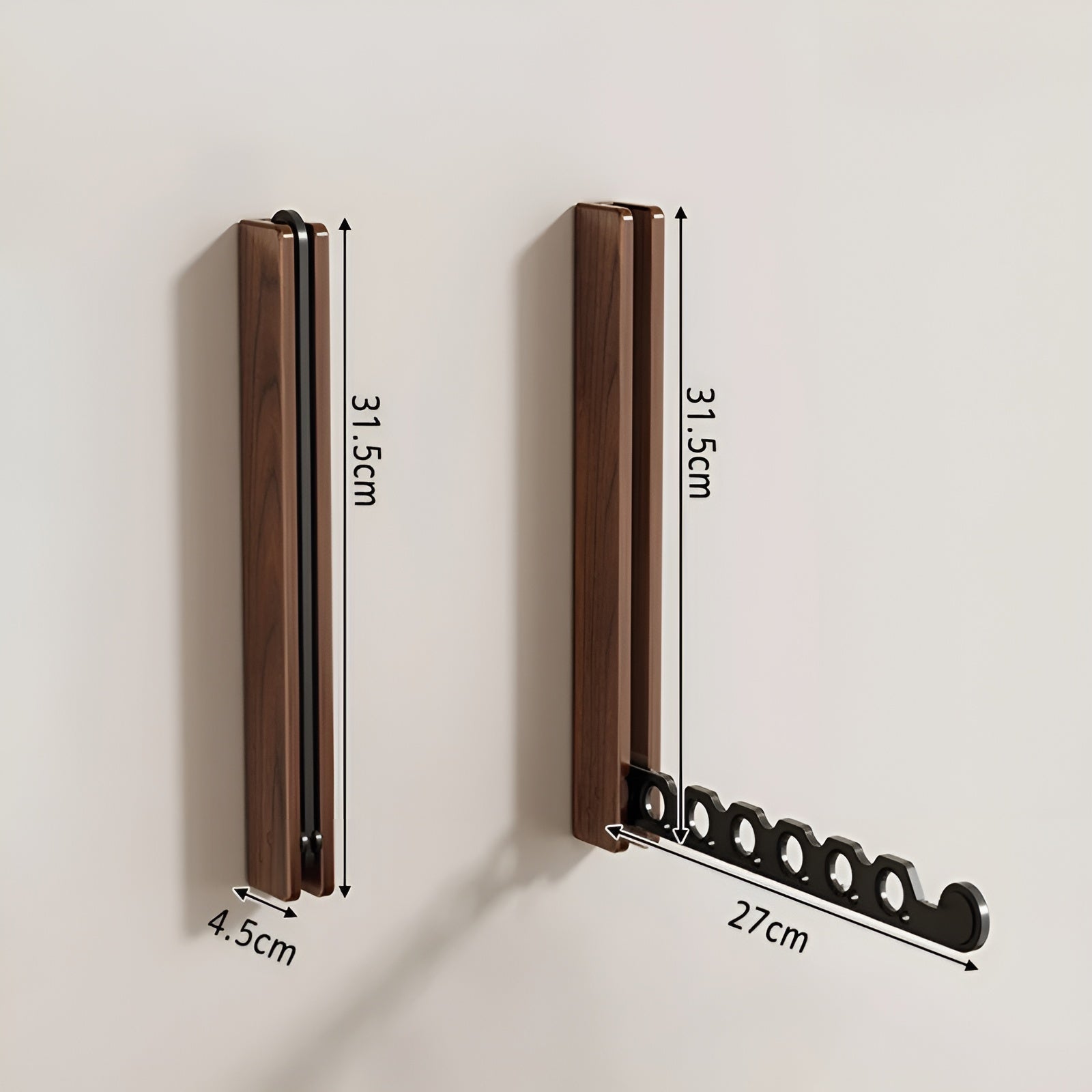 Sammenleggbar Vegghylle i Tre – Plassbesparende og Praktisk | Perfekt for Små Rom