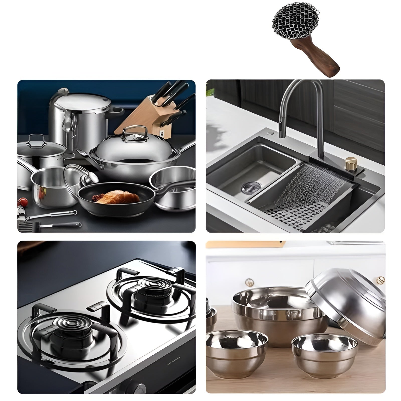 Kjettingbørste I Rustfritt Stål – Fjerner Fastbrent Smuss Enkelt | Perfekt For Støpejernspanner Og Dutch Oven