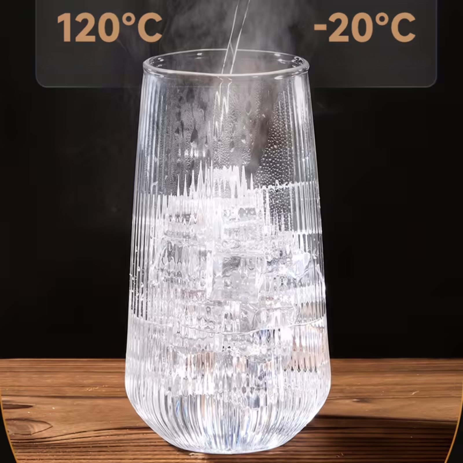 6-sett Stripete Vintage-glass – Varmebestandig Borosilikatglass | Dekorativt Og Egnet Til Daglig Bruk