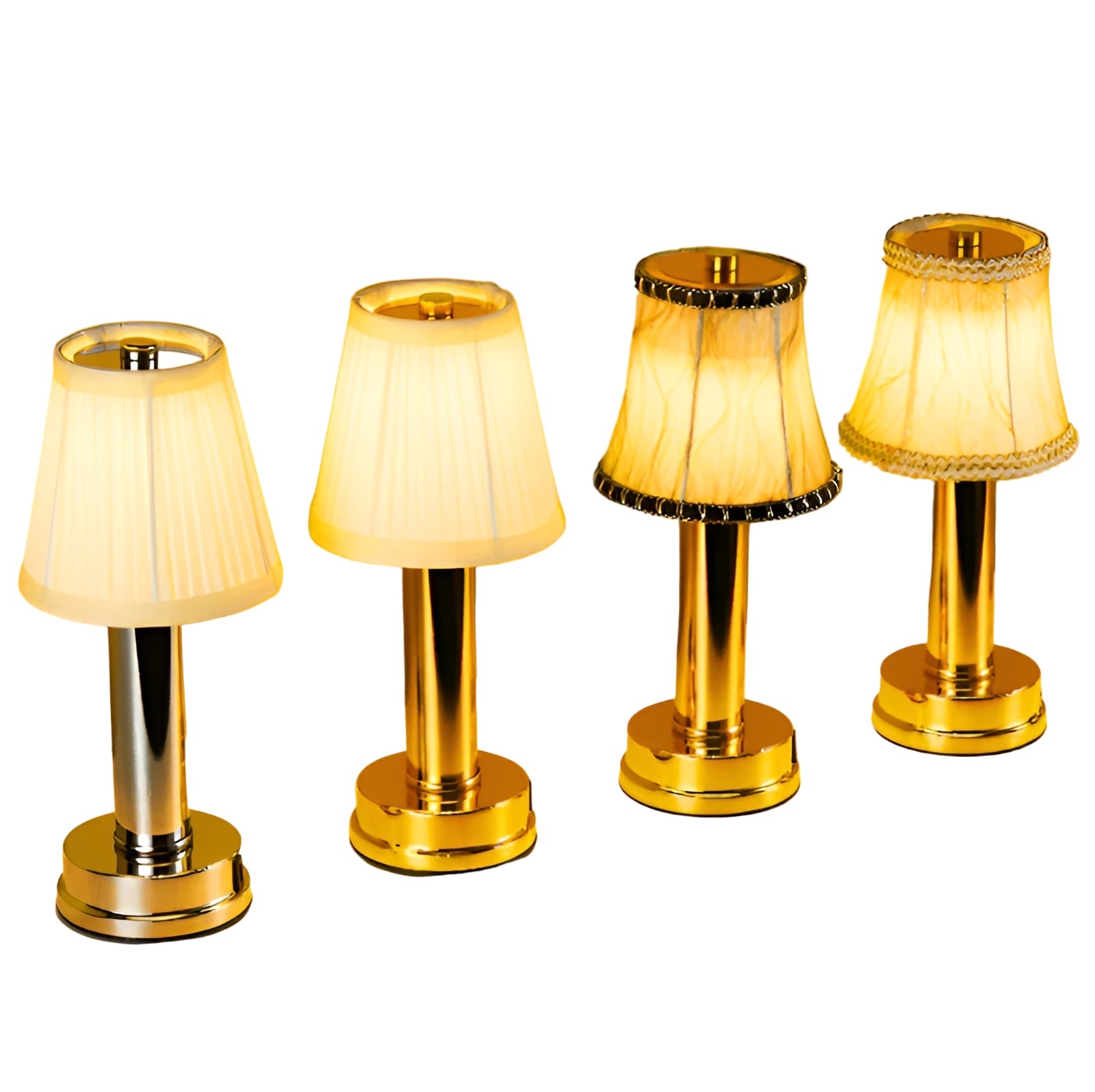 Vintage Bordlampe i Aluminium – Dimmbar og Elegant | Med Stoffskjerm for Stue eller Barbord