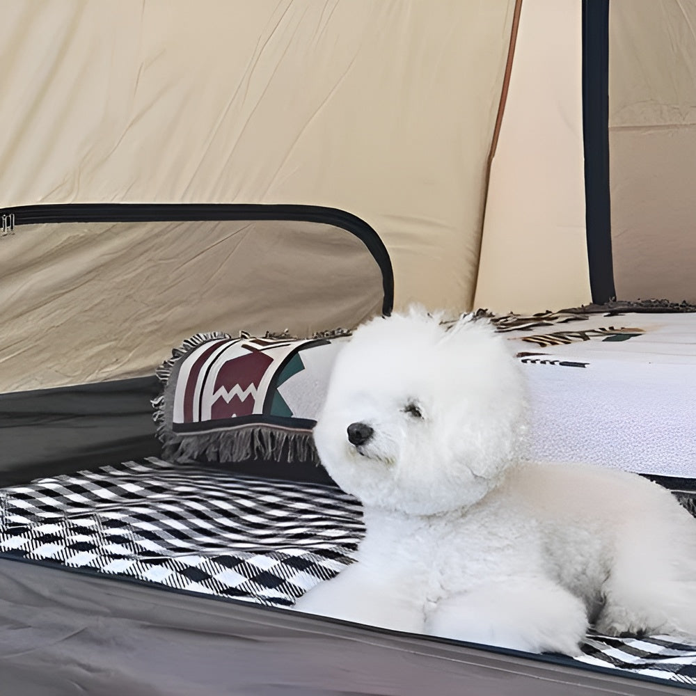 Vanntett Piknikteppe – Sammenleggbart og Vaskbart | Rutemønster med Bærehåndtak