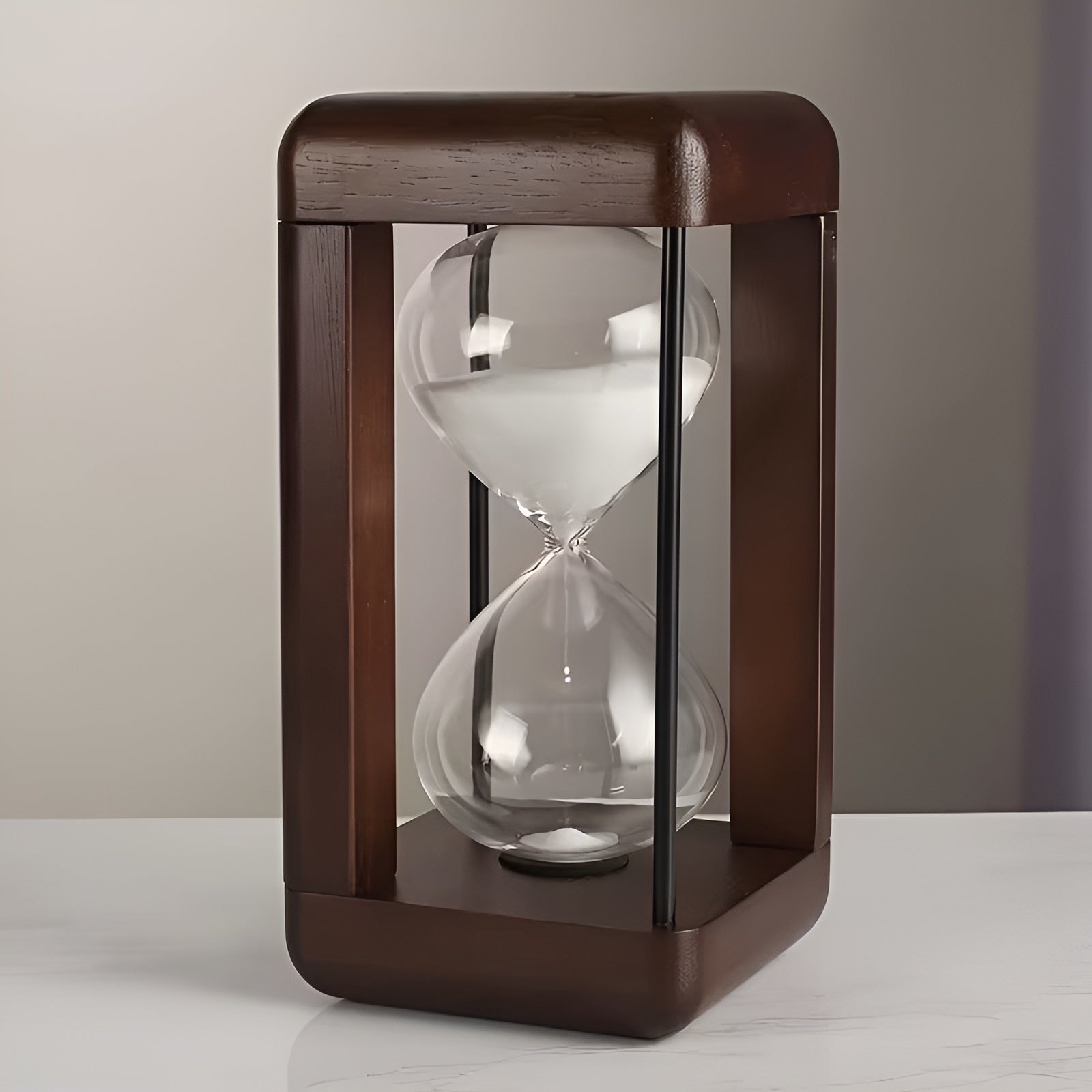 Tretimeglass 30 Minutter – Dekorativt i Massivt Tre | Perfekt for Kontor og Hjem