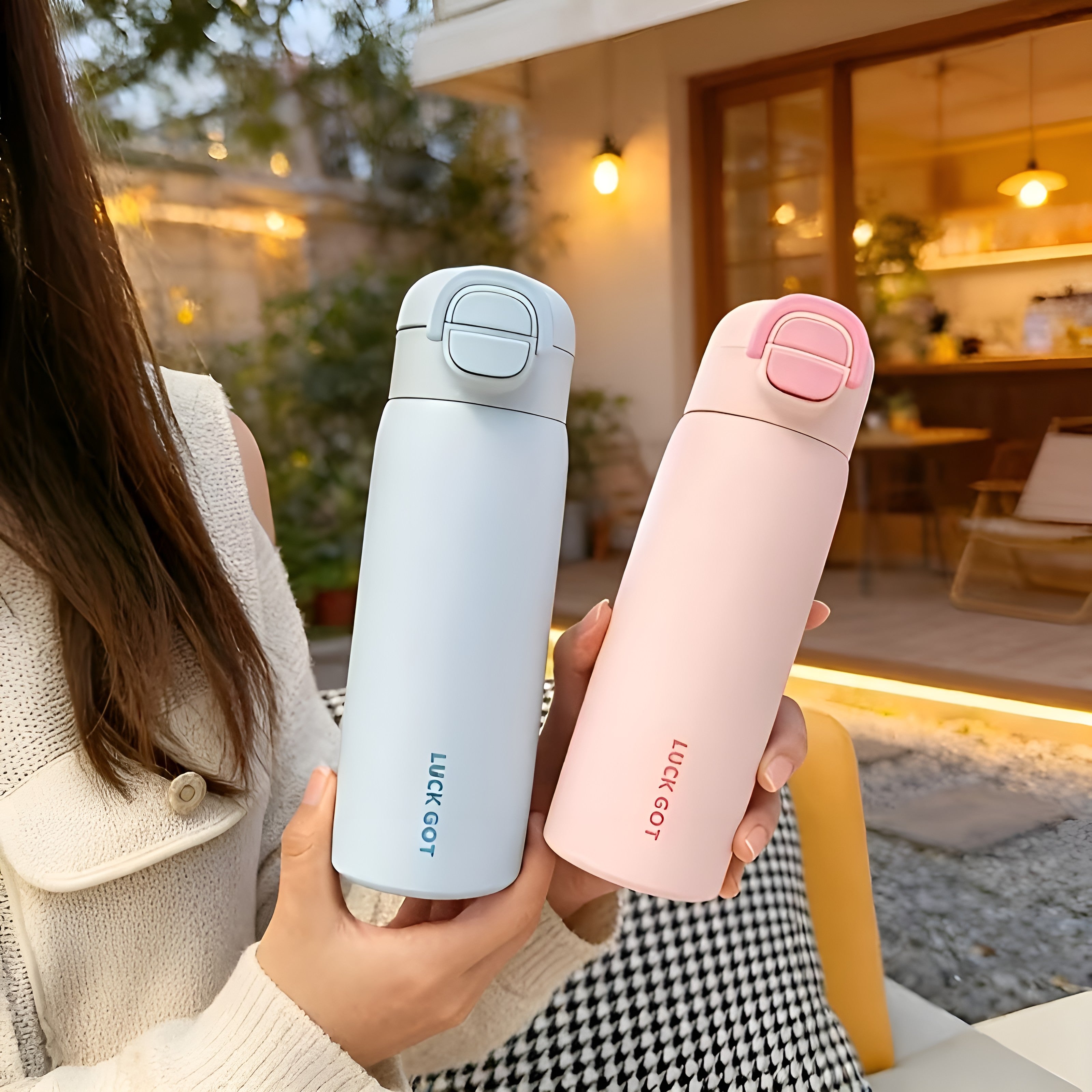 LuckGot Isolert Vannflaske – 500 ml, Varm/Kald i 24 Timer | Dobbeltvegget og Vakuumisolert