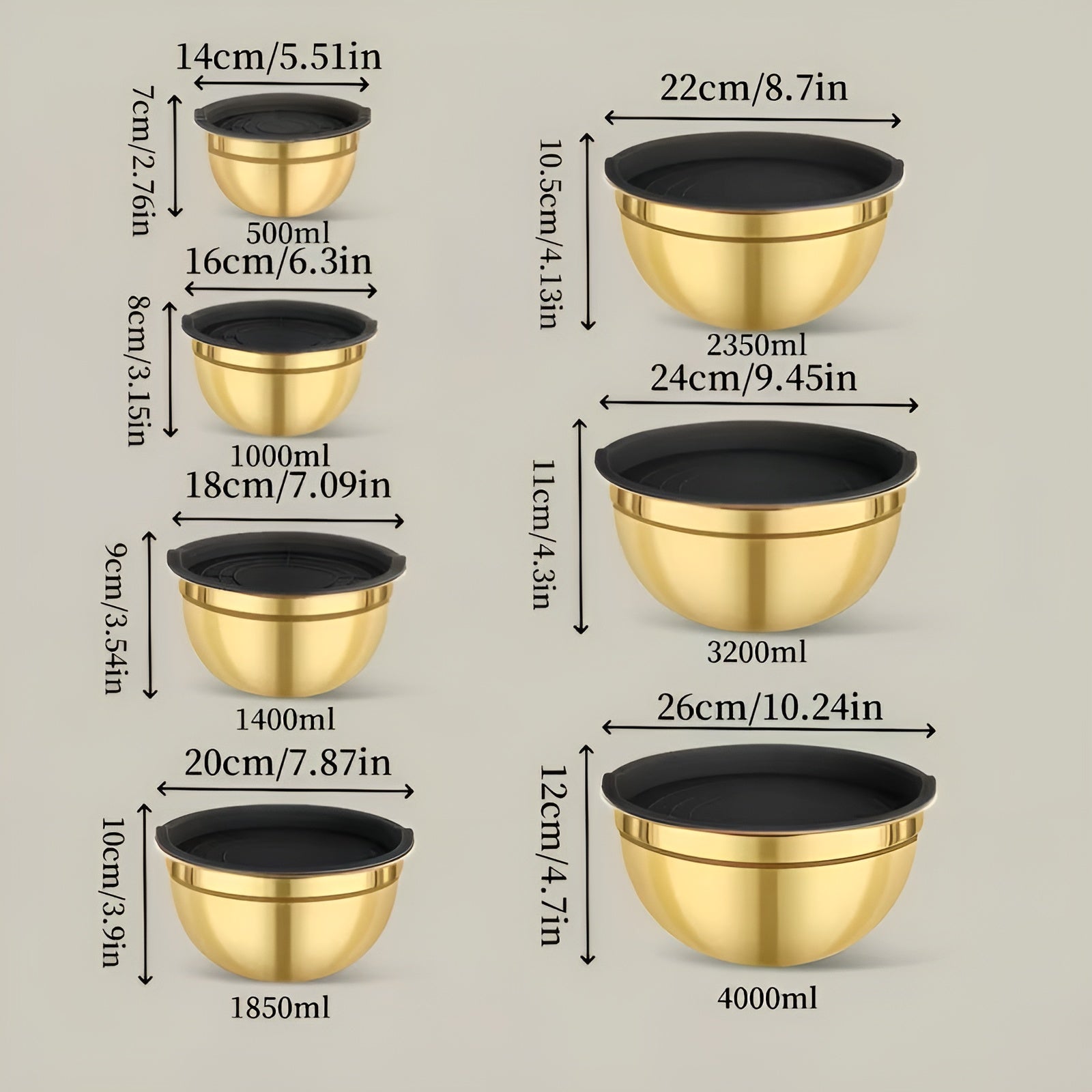 14-delt Gullfarget Bollesett – Elegant Og Praktisk | Perfekt Til Matlaging, Baking Og Servering
