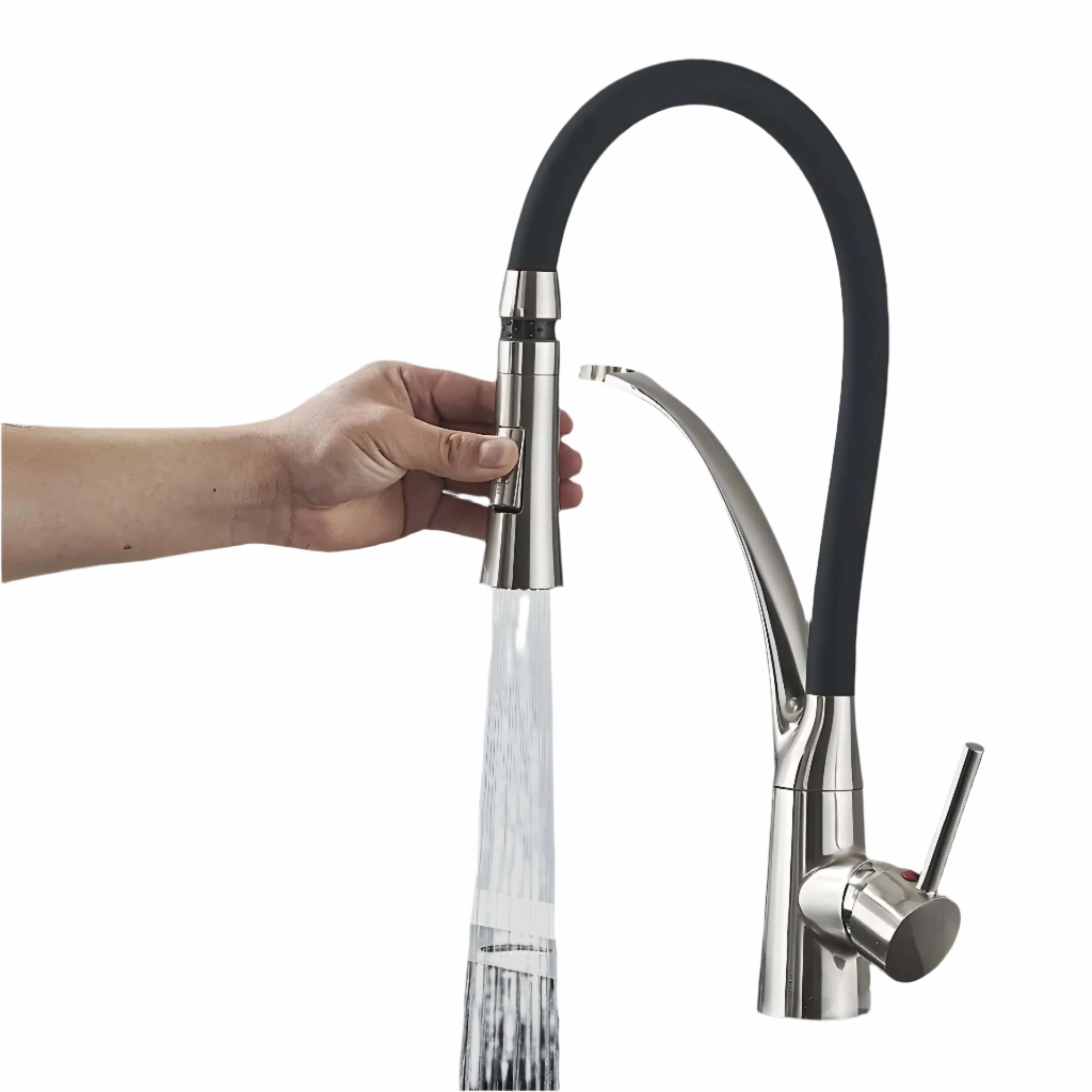 Rustfritt Stål Kran - 360° Kjøkkenkran Med Uttrekkbar Dusj Og Uttrekkbar Tut
