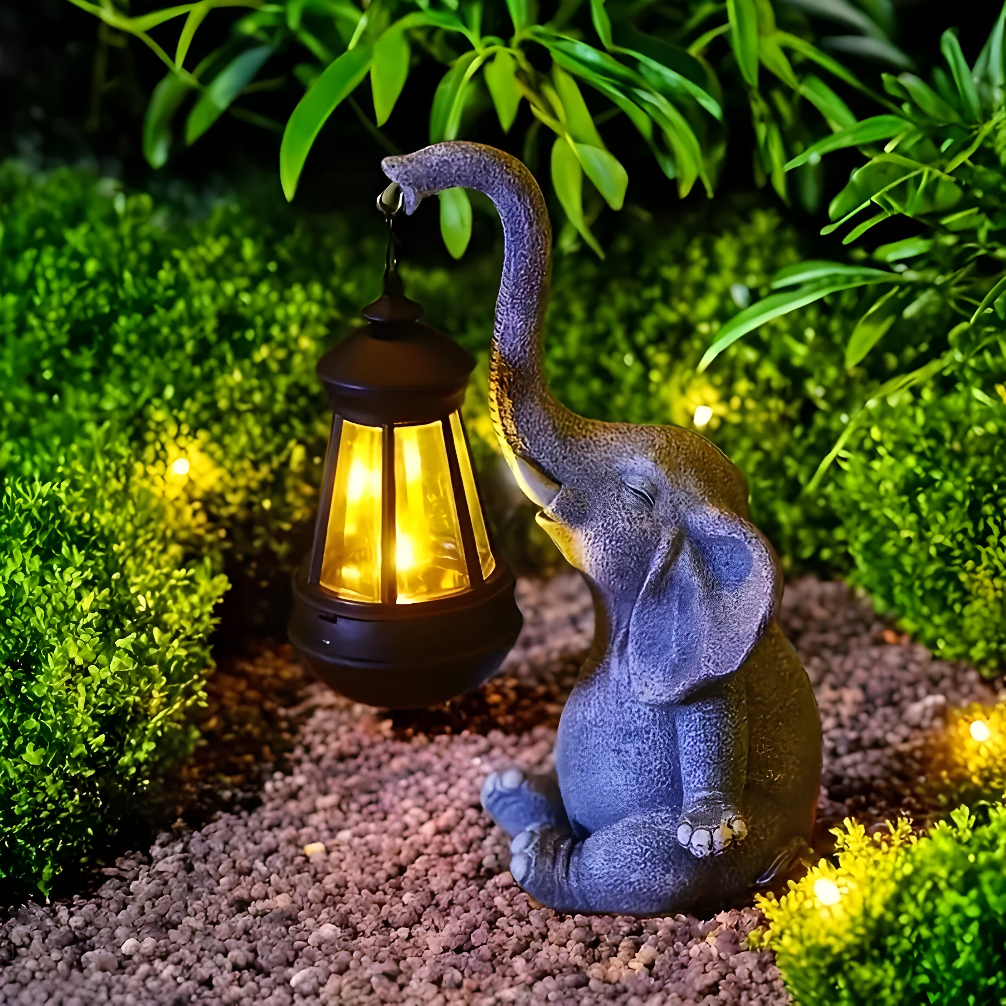 Klaren – Solardrevet Elefantstatue Med Led-lys