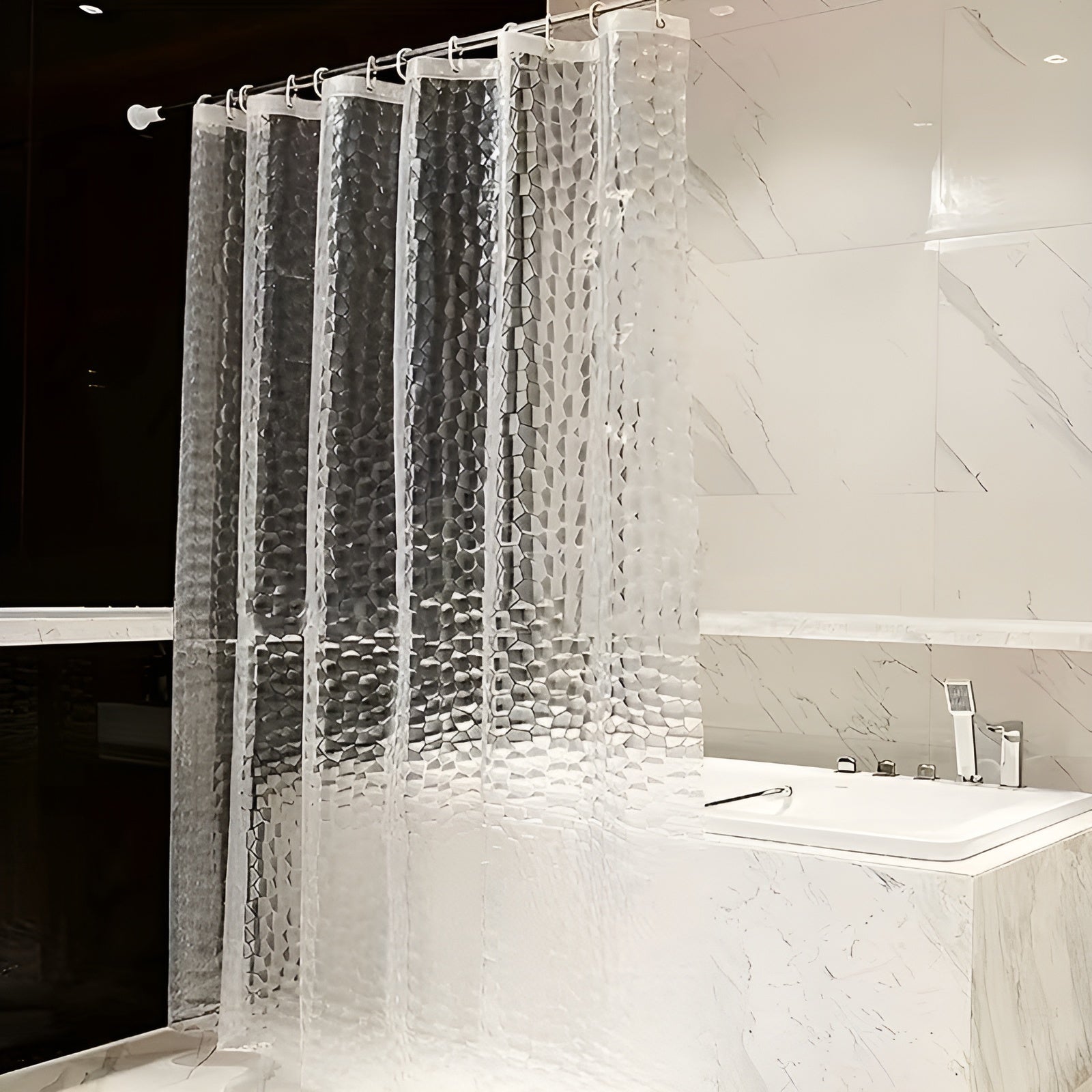 Dusjforheng med Vannmønster – Halvtransparent og Lettstelt | Moderne Dekor til Badet