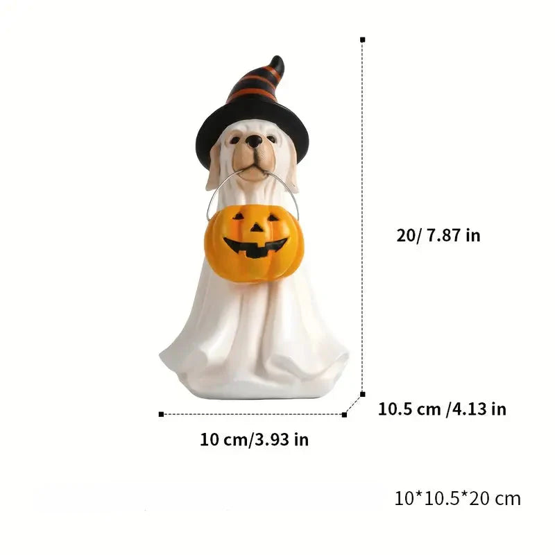 Hund og Katt med Gresskar – Dekorativ Figur i Harpiks | Perfekt til Hjem og Hage