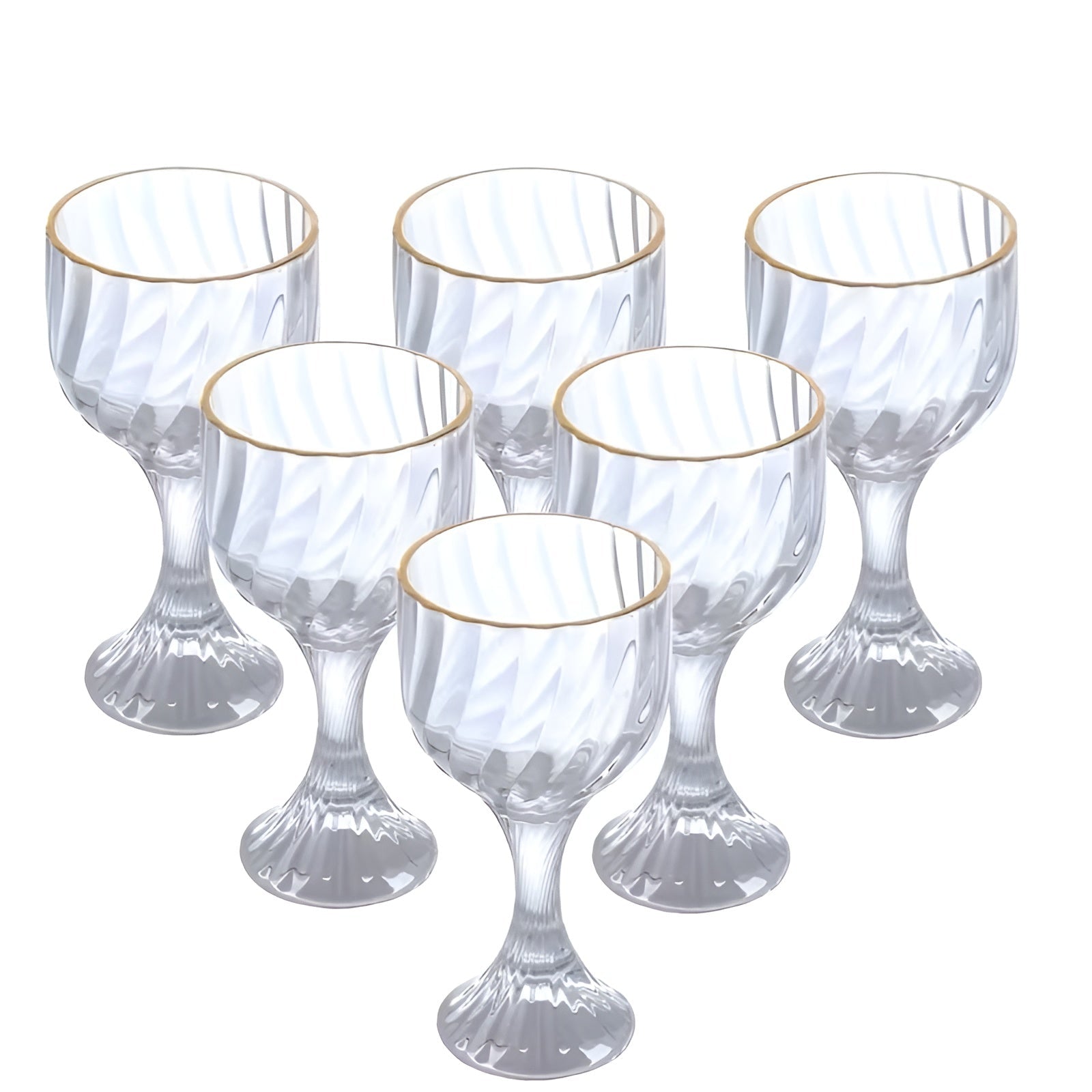 Retro drikkeglass med stett (6 stk) – Dekorative i rillet vintage-design | Elegante til borddekking og servering