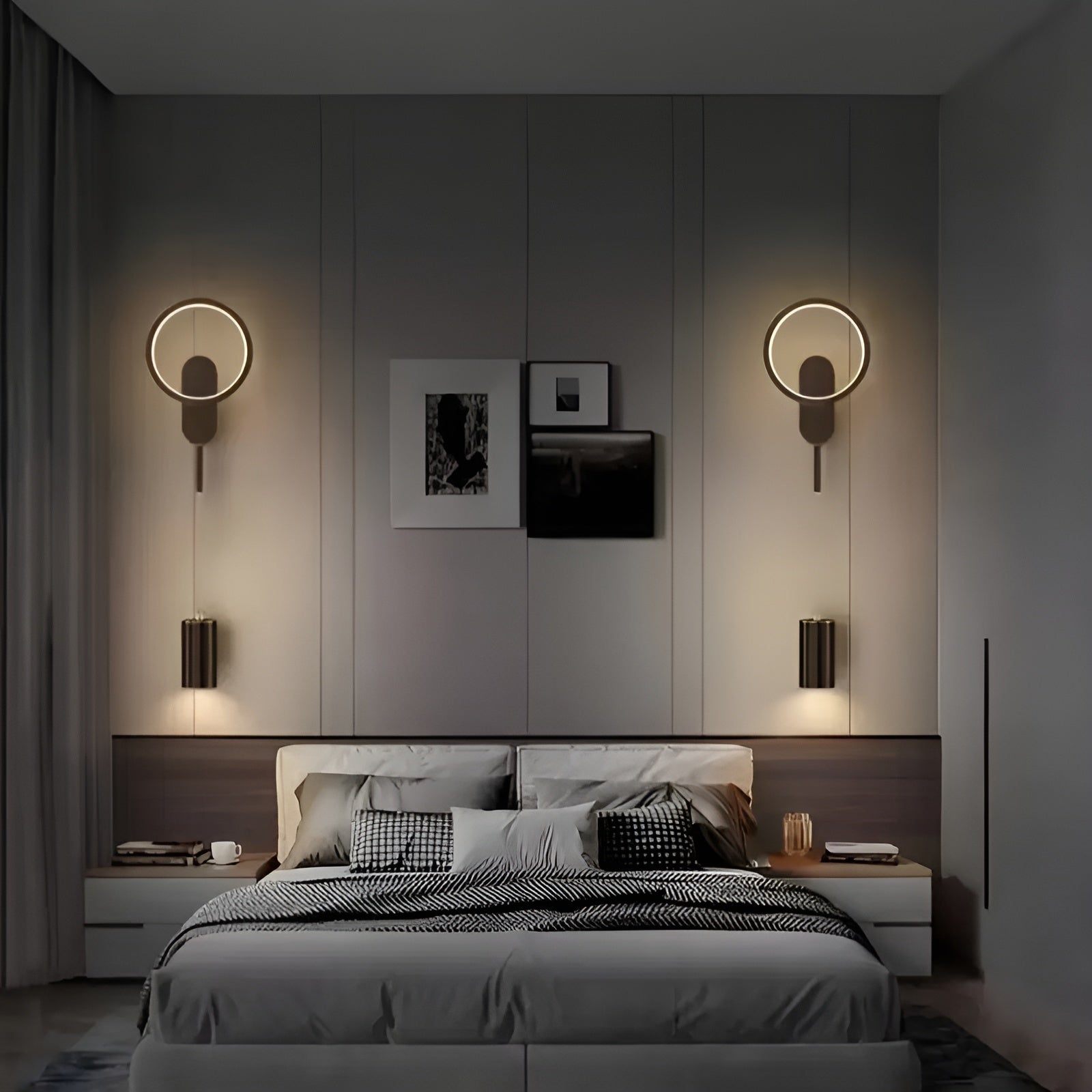 LED Vegglampe – Stilren i Svart og Gull | Dekorativ Belysning for Stue, Soverom og Gang