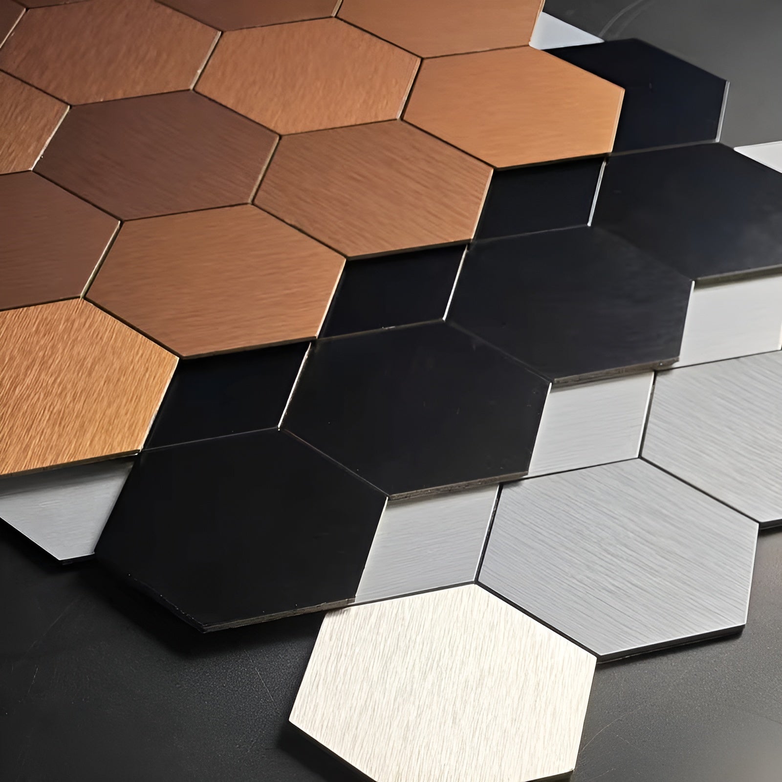 Sekskantede Mosaikkfliser (Sett Med 10) – Selvklebende Og Vanntette | Aluminiumskompositt For Kjøkken Og Bad - Tapet