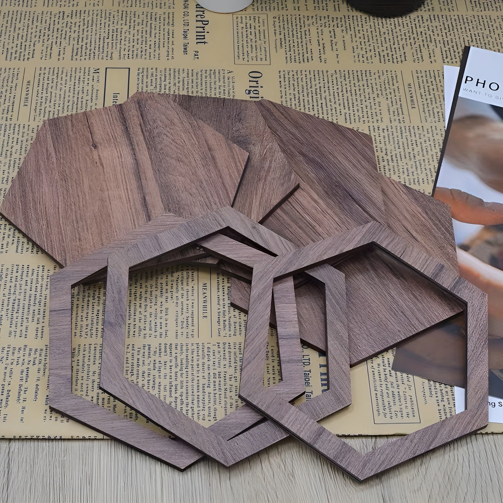 3D Veggdekor i Tre (11 Deler) – Moderne og Dekorativ Hexagon Veggdesign | Perfekt for Stue og Soverom - Veggpaneler