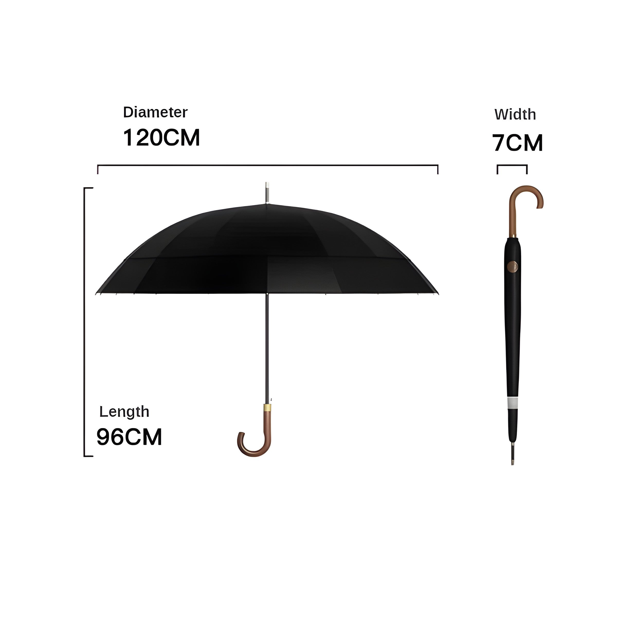Paraply i Japansk Stil – 120 cm, Trehåndtak | Elegant Langt Design