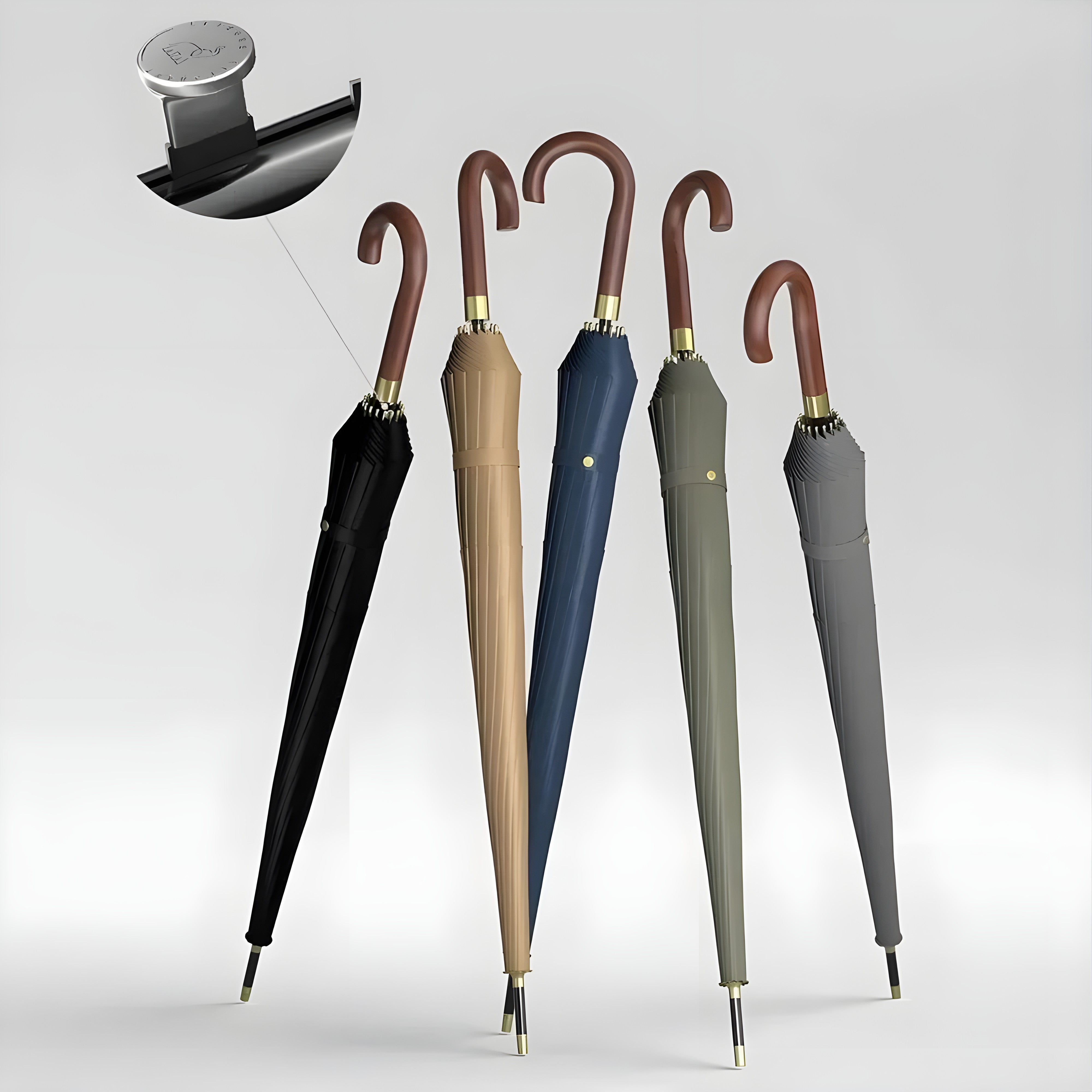 Paraply i Japansk Stil – 120 cm, Trehåndtak | Elegant Langt Design