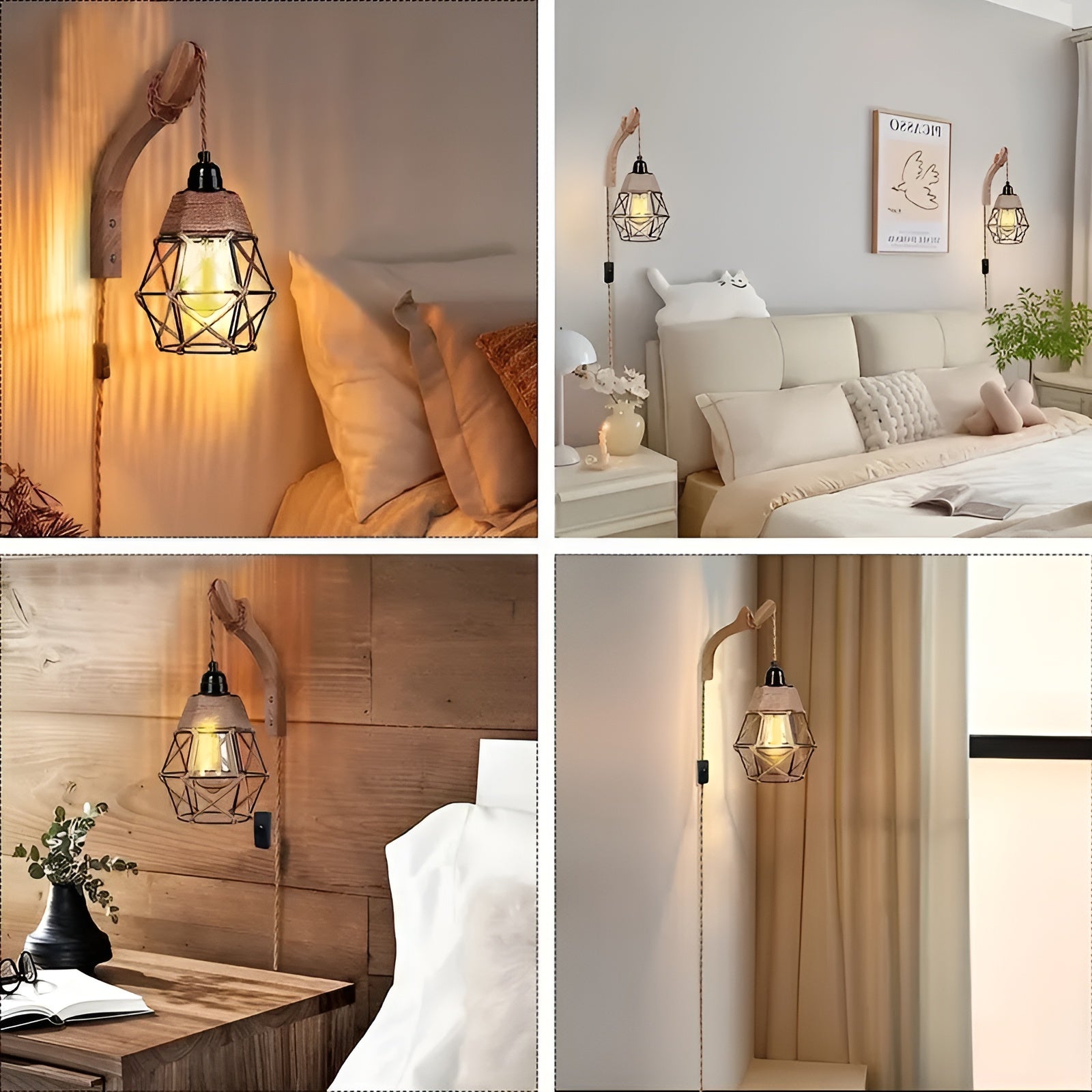 Vegglampe i Rattan – Håndlaget og Dekorativ | Perfekt for Stue og Soverom