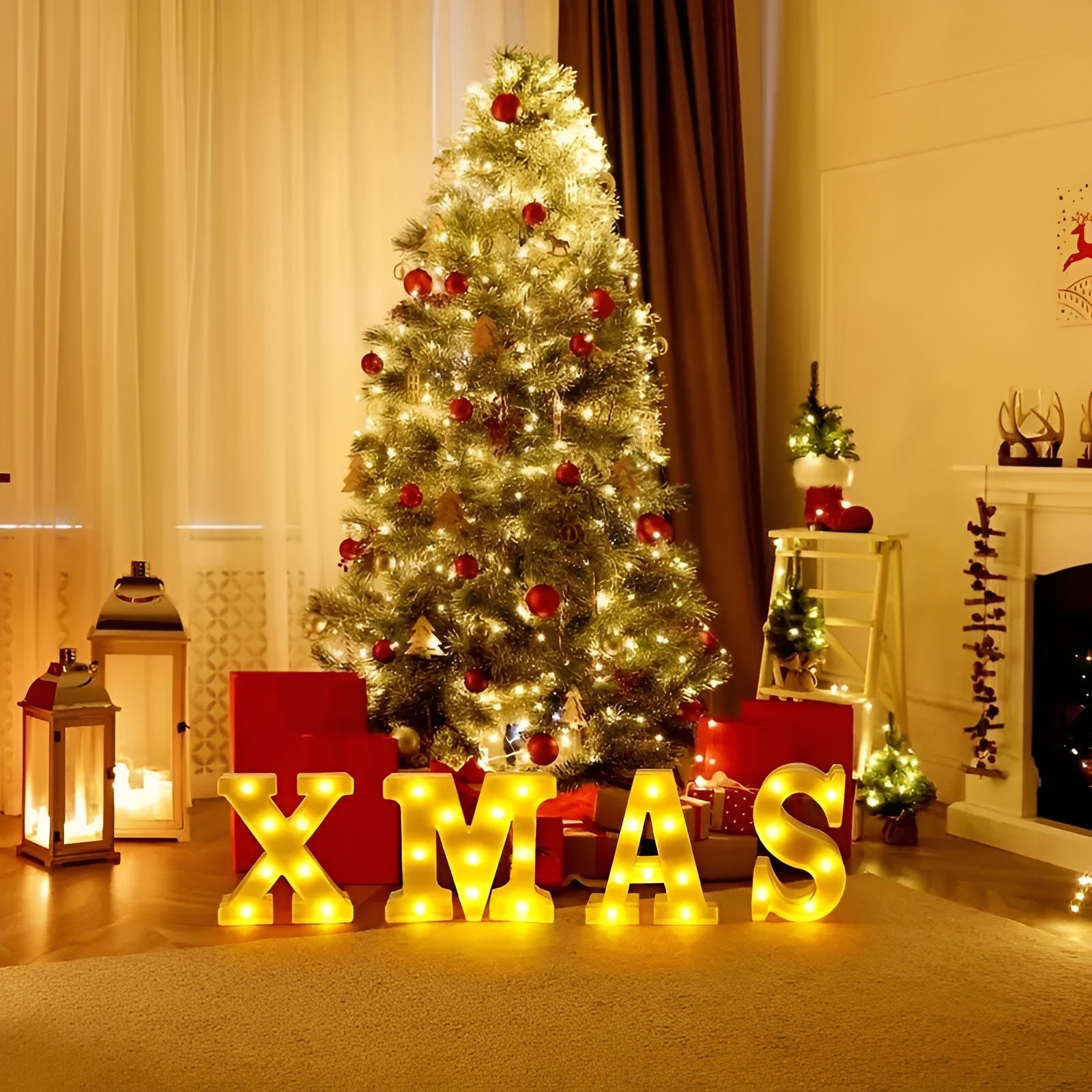 LED Julebokstaver – Varm og Stemningsfull Lysdekor | Batteridrevet for Innendørs Bruk og Julefeiring