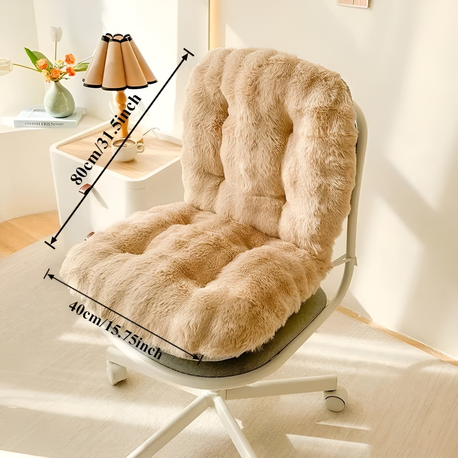 Mykt Setepute Av Kunstpels – Ekstra Tykt Og Koselig | Perfekt For Stol Og Sofa - Brun - Stol- og sofaputer