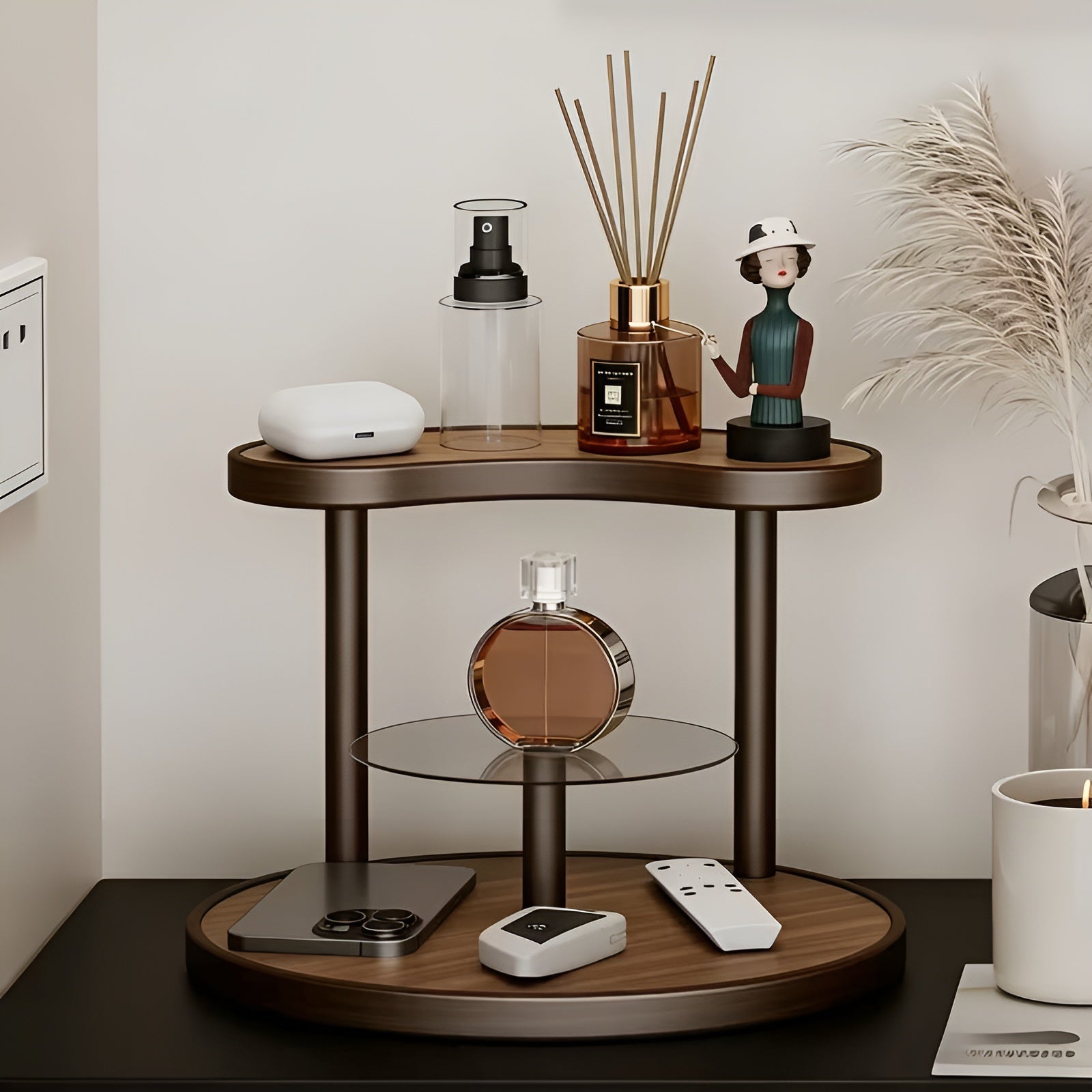 Drehbarer Make-up-Organizer aus Holz – 3-stöckig und stabil | Praktische Aufbewahrung für Kosmetik