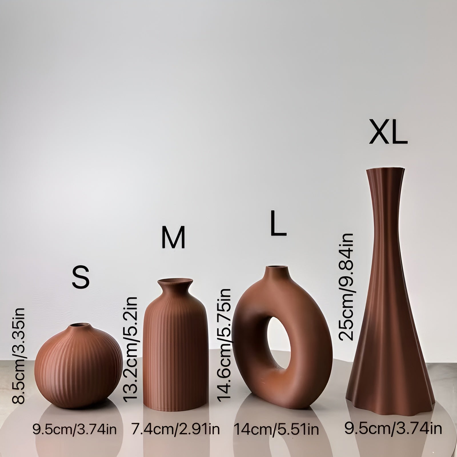 Boho Vase Sett (4 stk) – Dekorativt og Stilrent | Perfekt for Tørkede Blomster og Borddekorasjon - Vaser