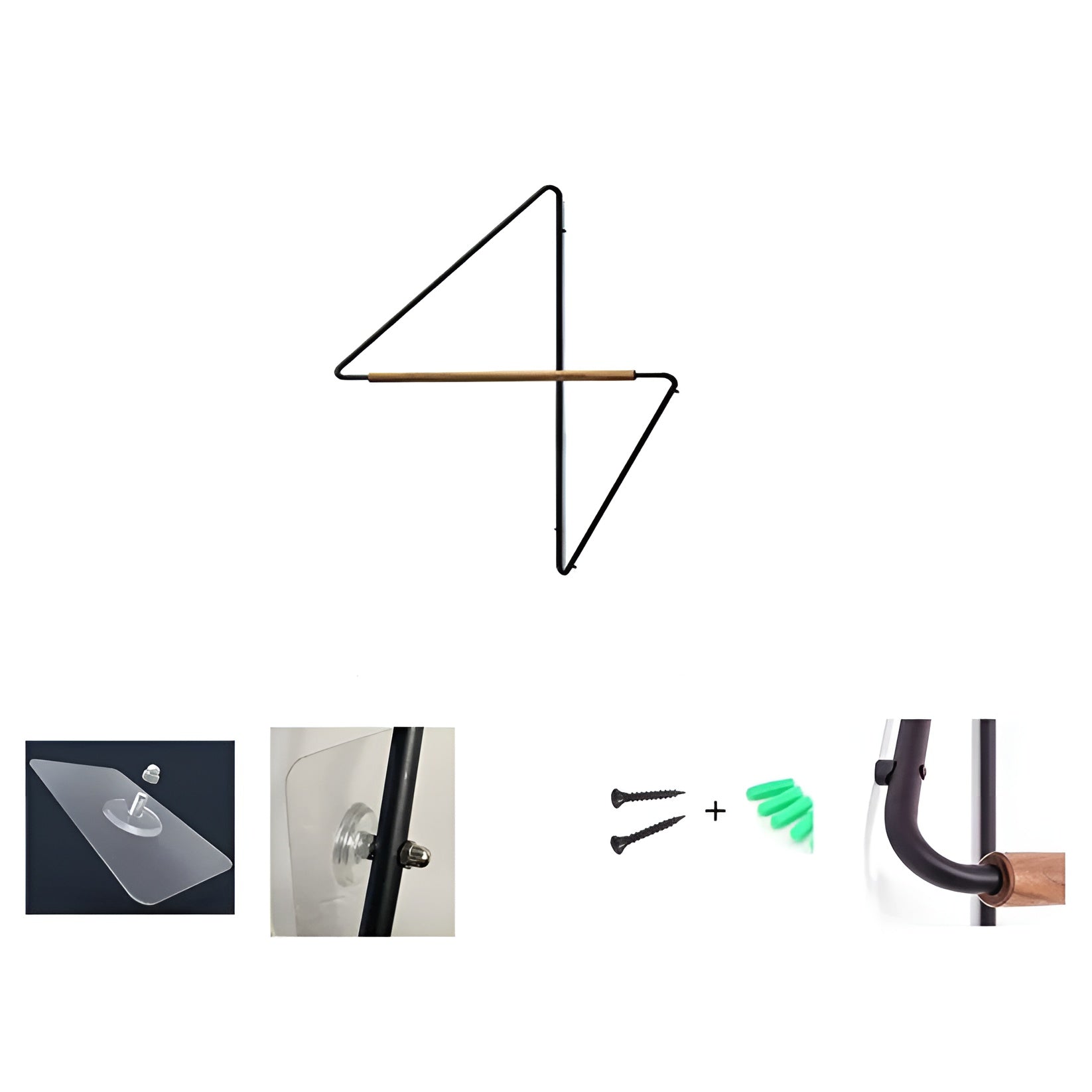 Firkantet Veggkrok I Tre Og Metall – Minimalistisk Klesstativ I Designerstil