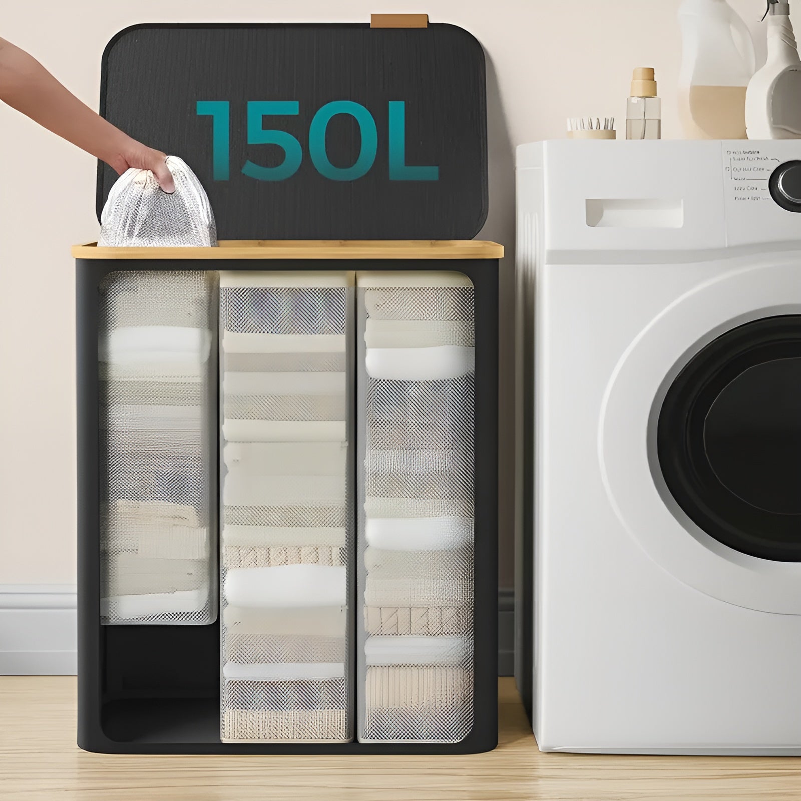 Vaskekurv 150L – Stor og Stabil | Perfekt for Hjem og Soverom