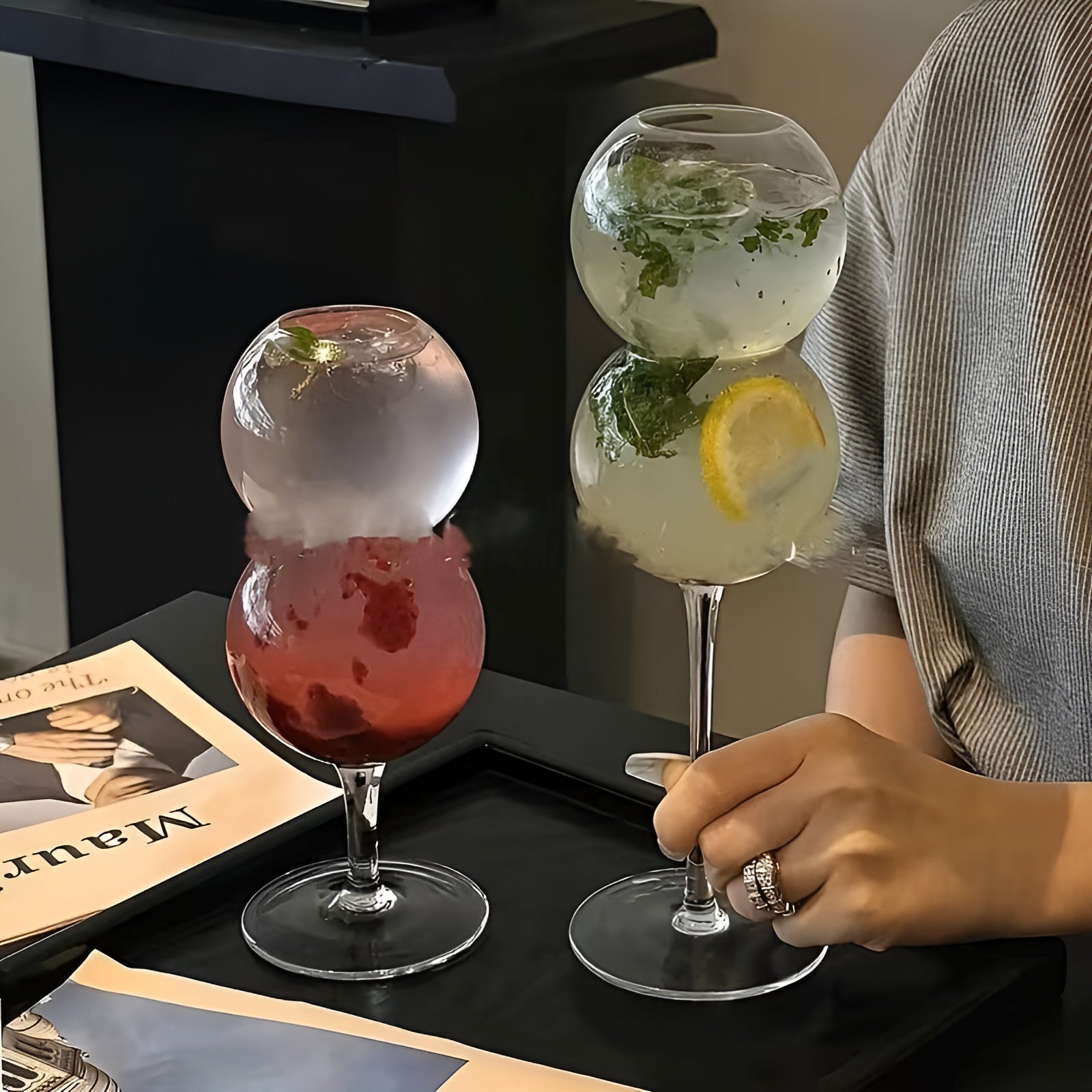 Glassbeger i Kugleform – Elegant og Dekorativt 2-Pakning | Perfekt til Hjem og Fest