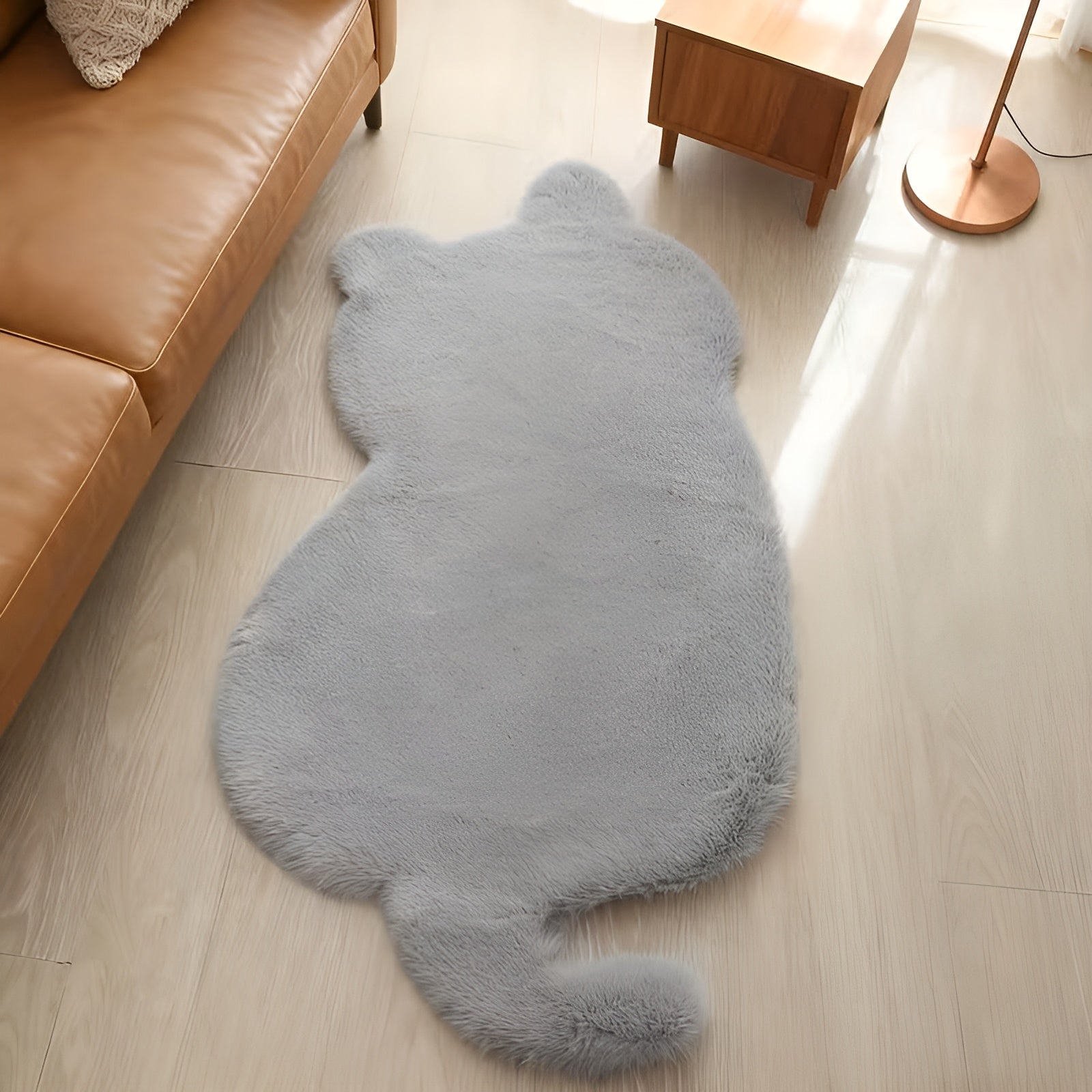 Lite Katteformet Teppe – Mykt og Koselig | Perfekt for Sofa Hylle eller Kommode - 45*70cm/17.71*27.56 tommer / Grå