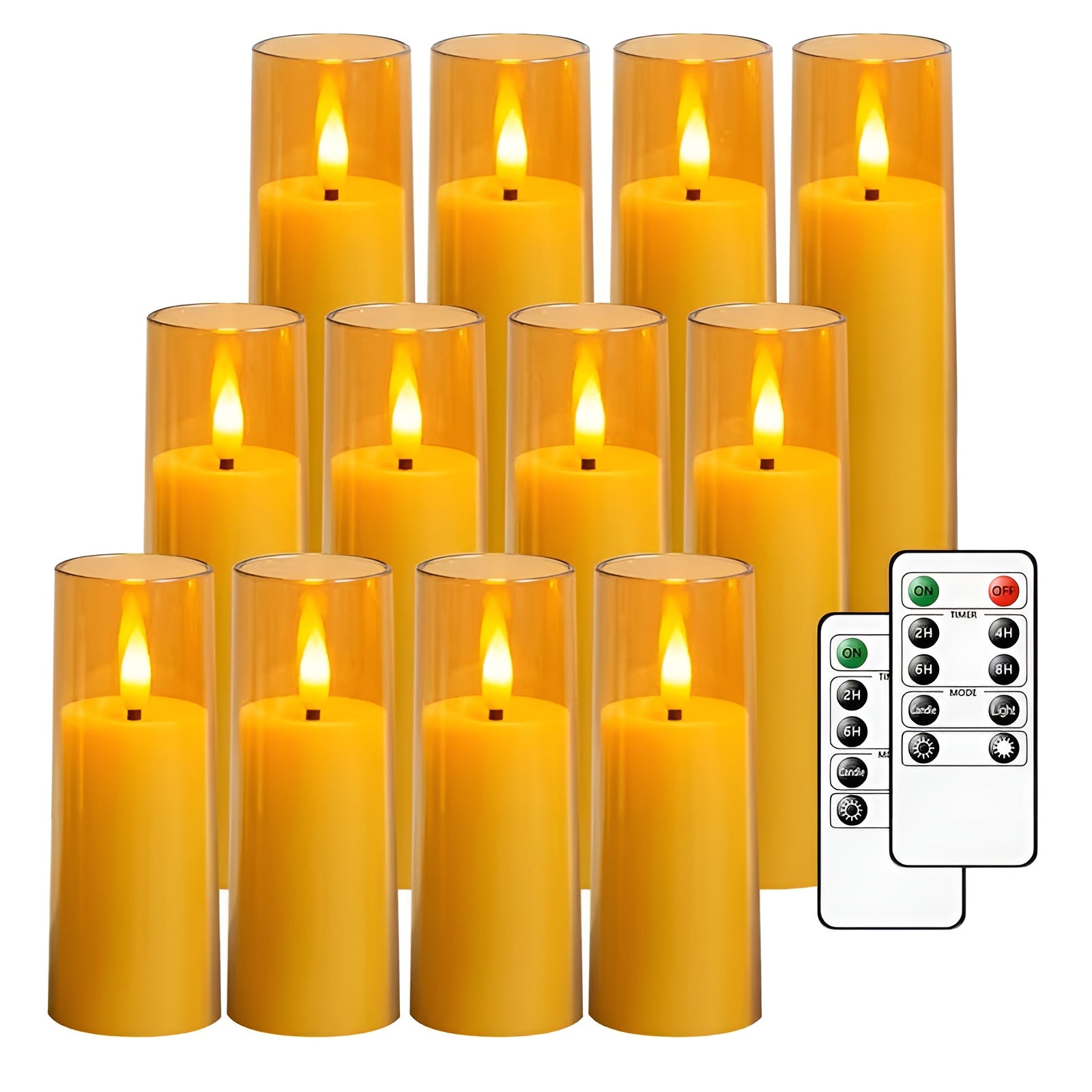 Sett Med 12 Flimrende Led-lys – Stemningsfull Belysning Uten Brannfare | Med Fjernkontroll Og Timer