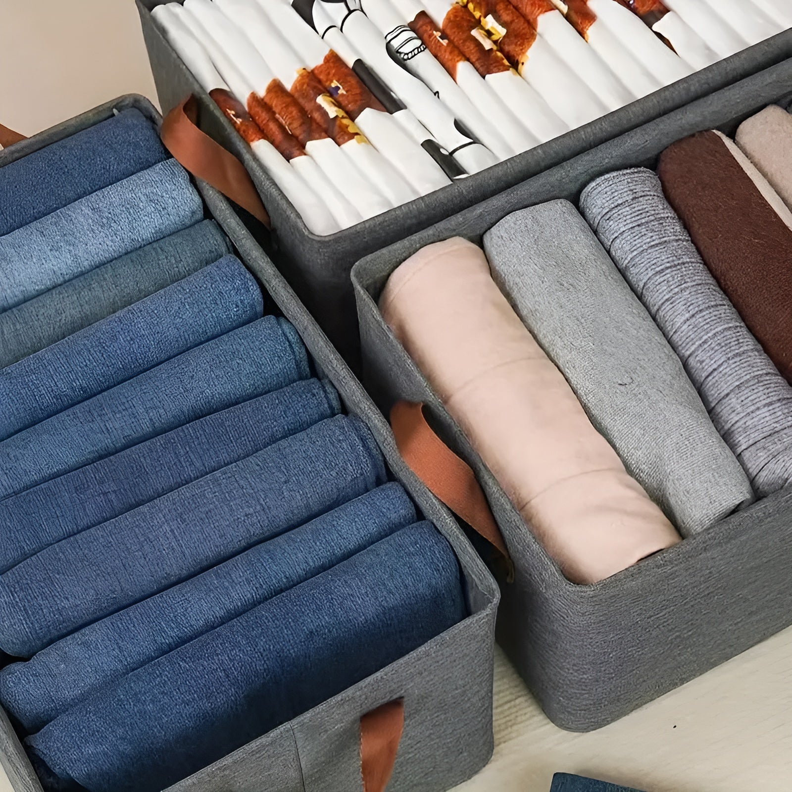 Sammenleggbare Oppbevaringskurver – Praktisk 3-pakning | Perfekt for Klær, Leker og Mer