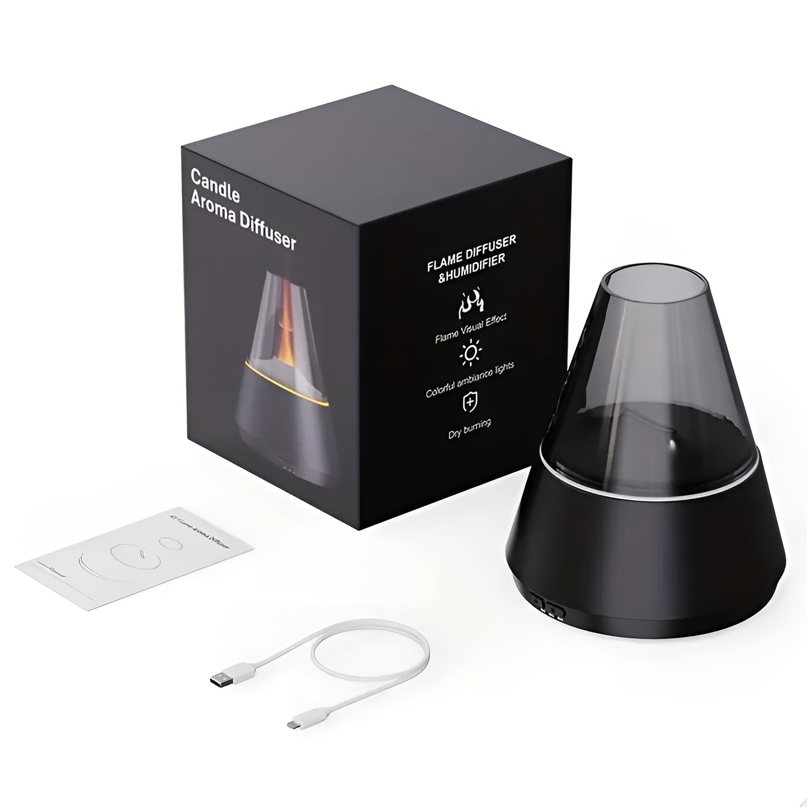 Aromadiffuser med Flammeeffekt – Naturlig Duft og Avslappende Atmosfære | USB, Timer og Automatisk Avstenging