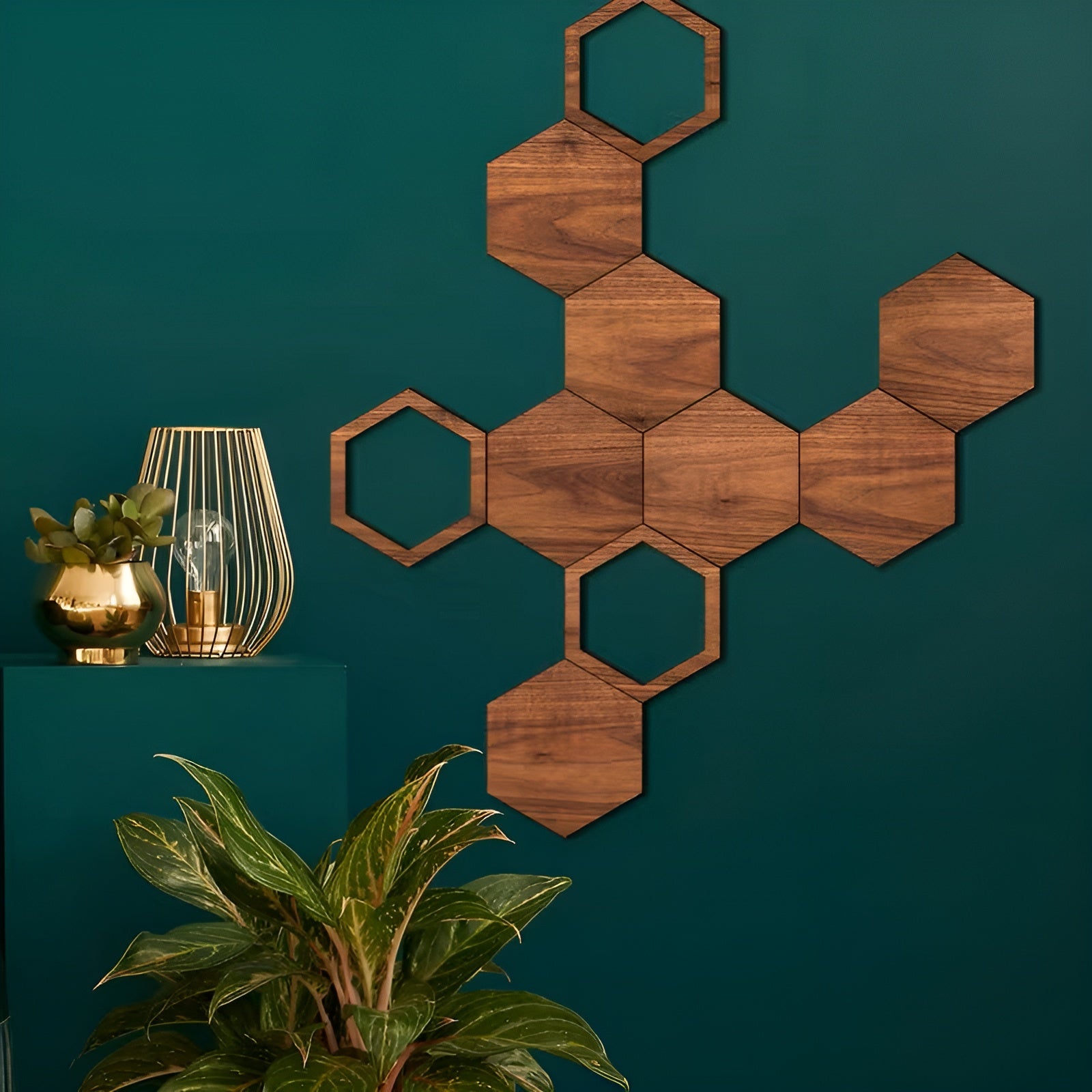 3D Veggdekor i Tre (11 Deler) – Moderne og Dekorativ Hexagon Veggdesign | Perfekt for Stue og Soverom - Veggpaneler