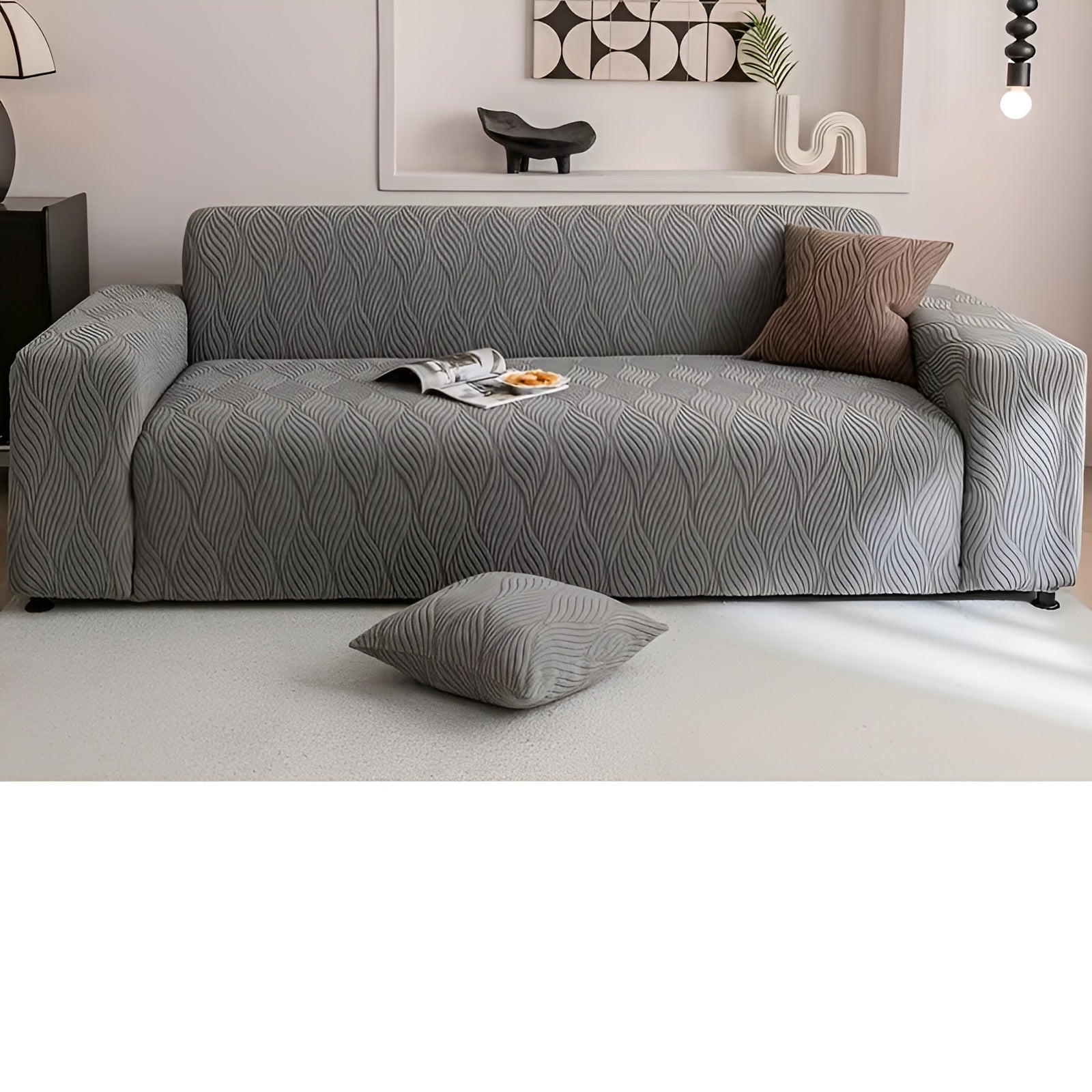 Elastischer Sofabezug aus Fleece – Weich und Gemütlich | Jacquard-Struktur, Perfekt für Sofa & Wohnraum