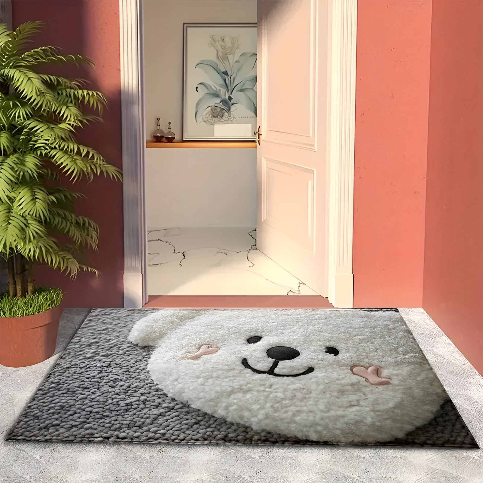 Badezimmerteppich mit Bärenmotiv – Weich & Rutschfest | Dekorative Matte für Zuhause