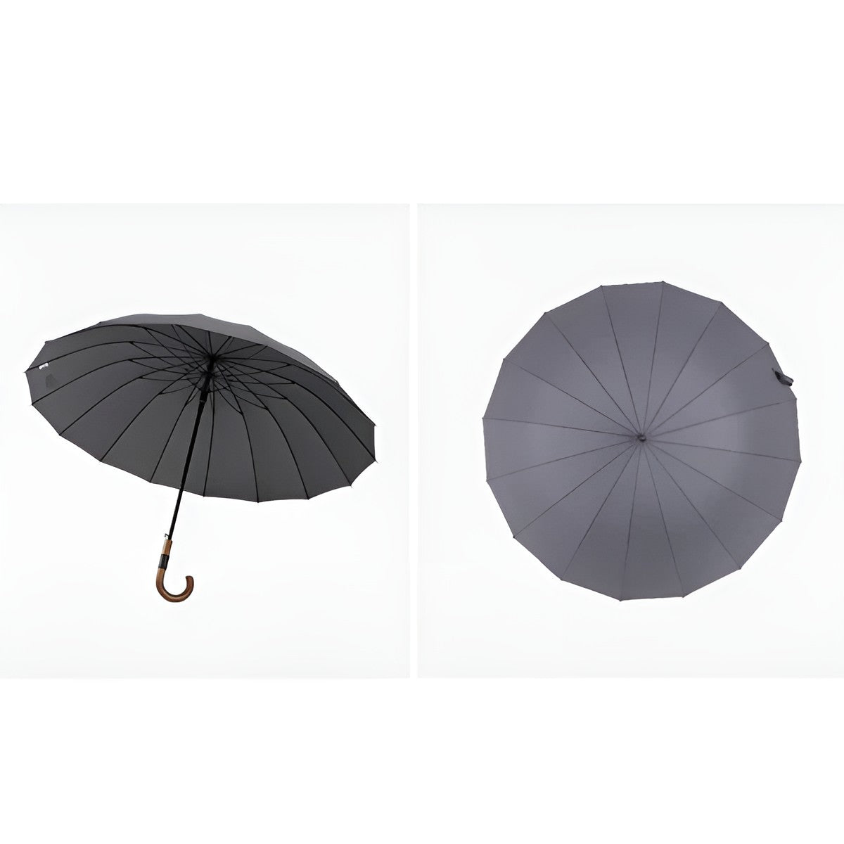 Stor Regnparaply – 120 cm Skjerm, Trehåndtak | Klassisk Design