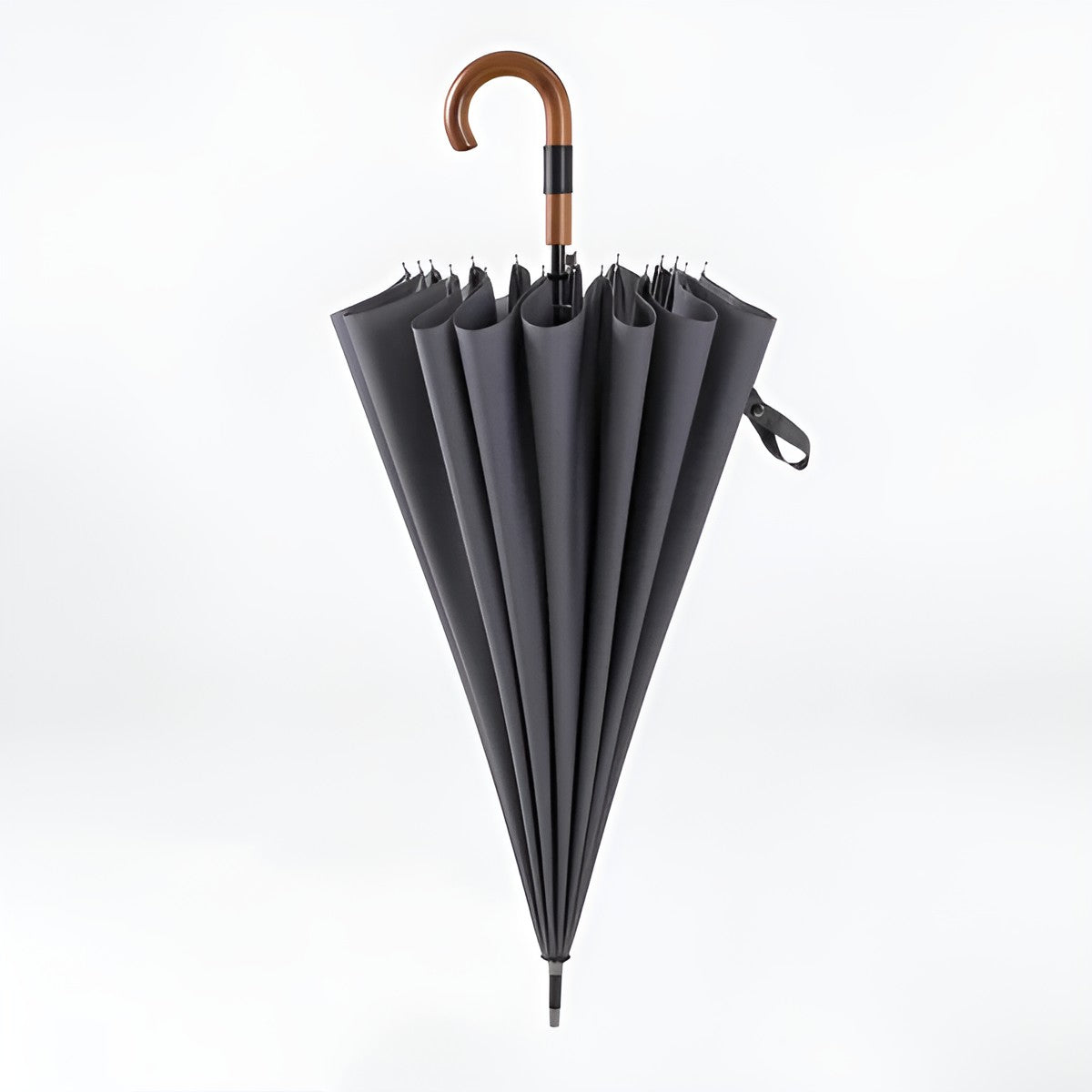 Stor Regnparaply – 120 cm Skjerm, Trehåndtak | Klassisk Design