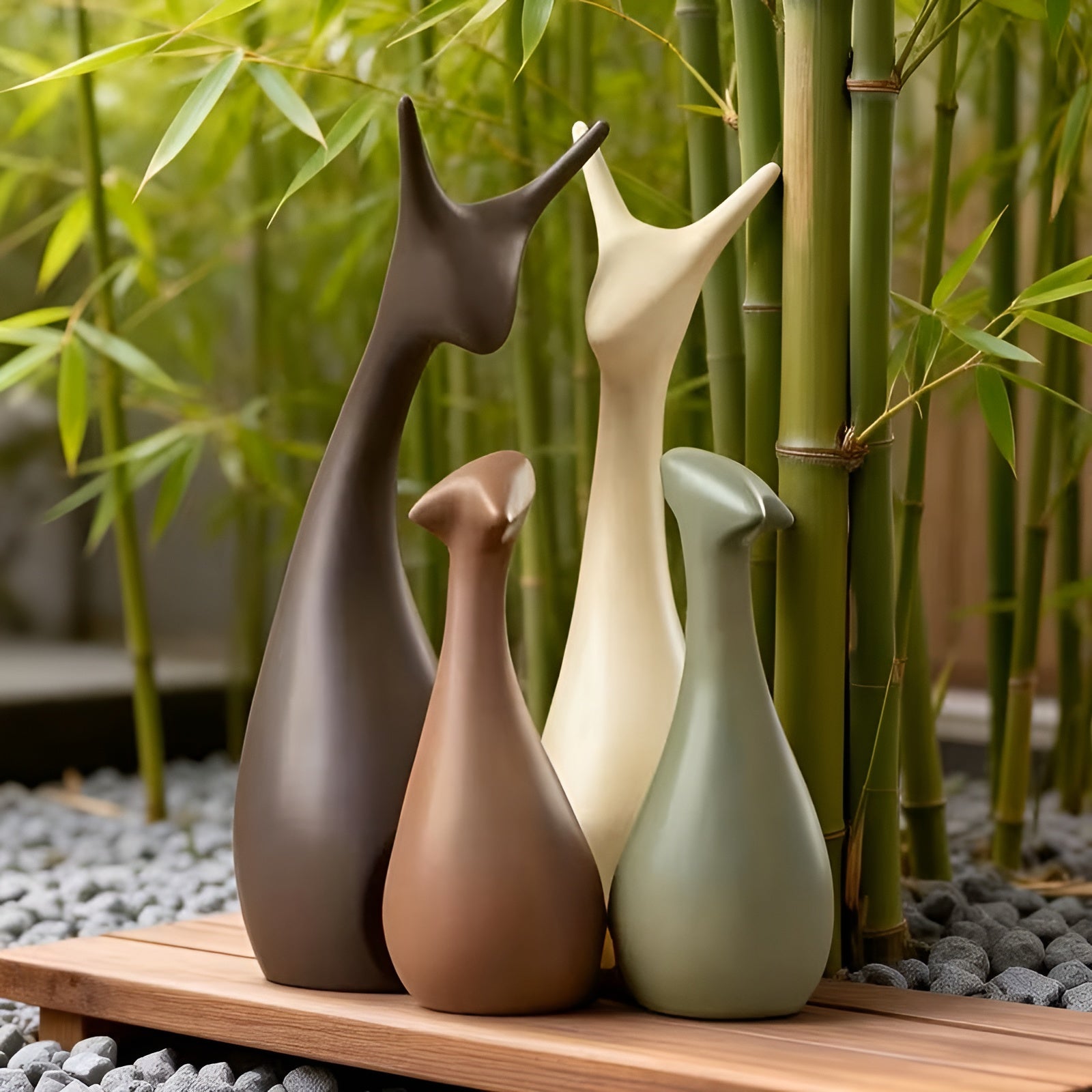 Dekorative Sneglefigurer i Sett (4 stk) – Elegant og Stilfull Hjemmedekor | Perfekt for Stue, Soverom og Kontor