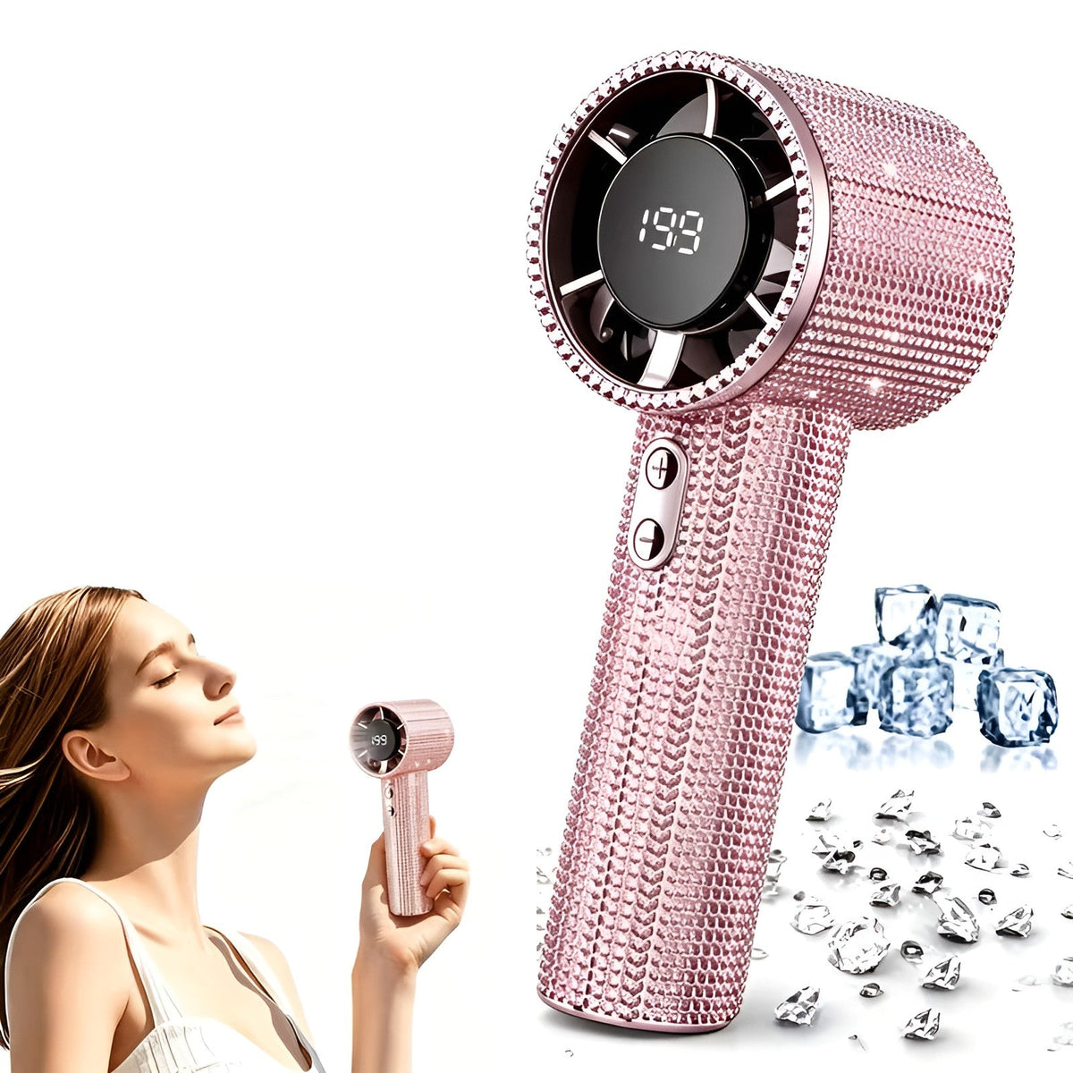 Gull Og Rosa Turbo Vifte – Ny Modell Med Digitalt Display | Stilfull Kjøling