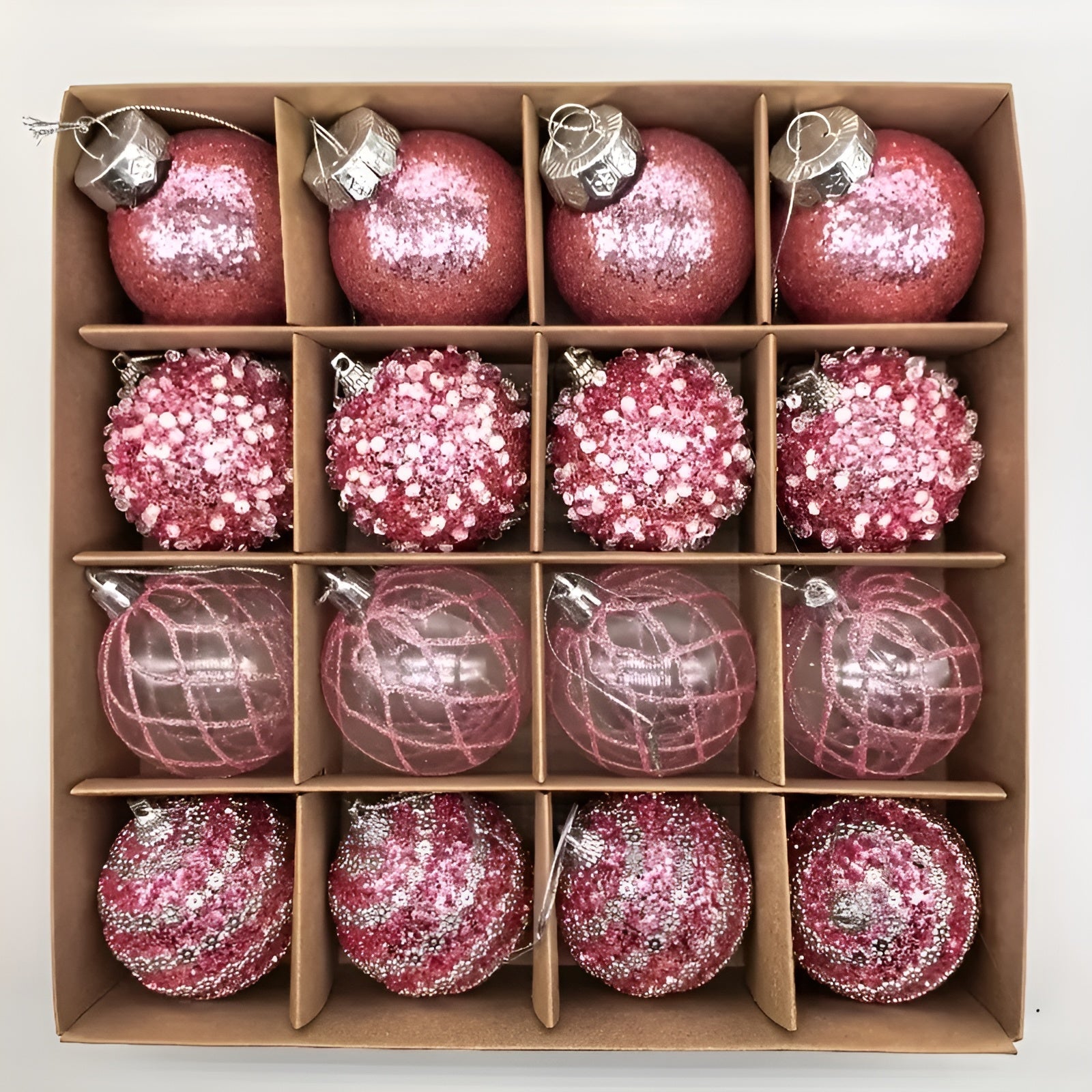 Julekuler Sett (16 stk, Ø 6 cm) – Elegante Kuler i Champagne | Perfekt til Juletreet