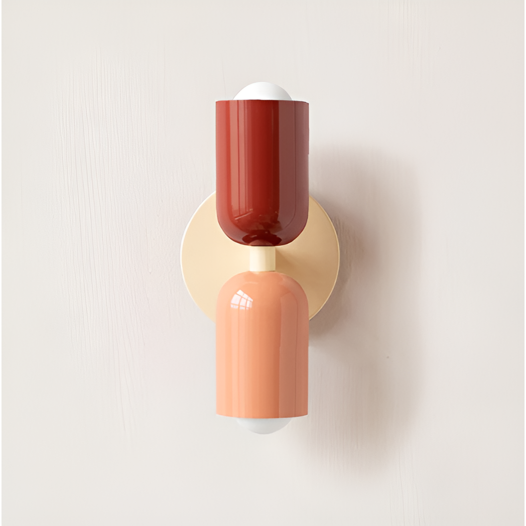 Wabi Duo LED-vegglampe – Rød / Rosa og Beige