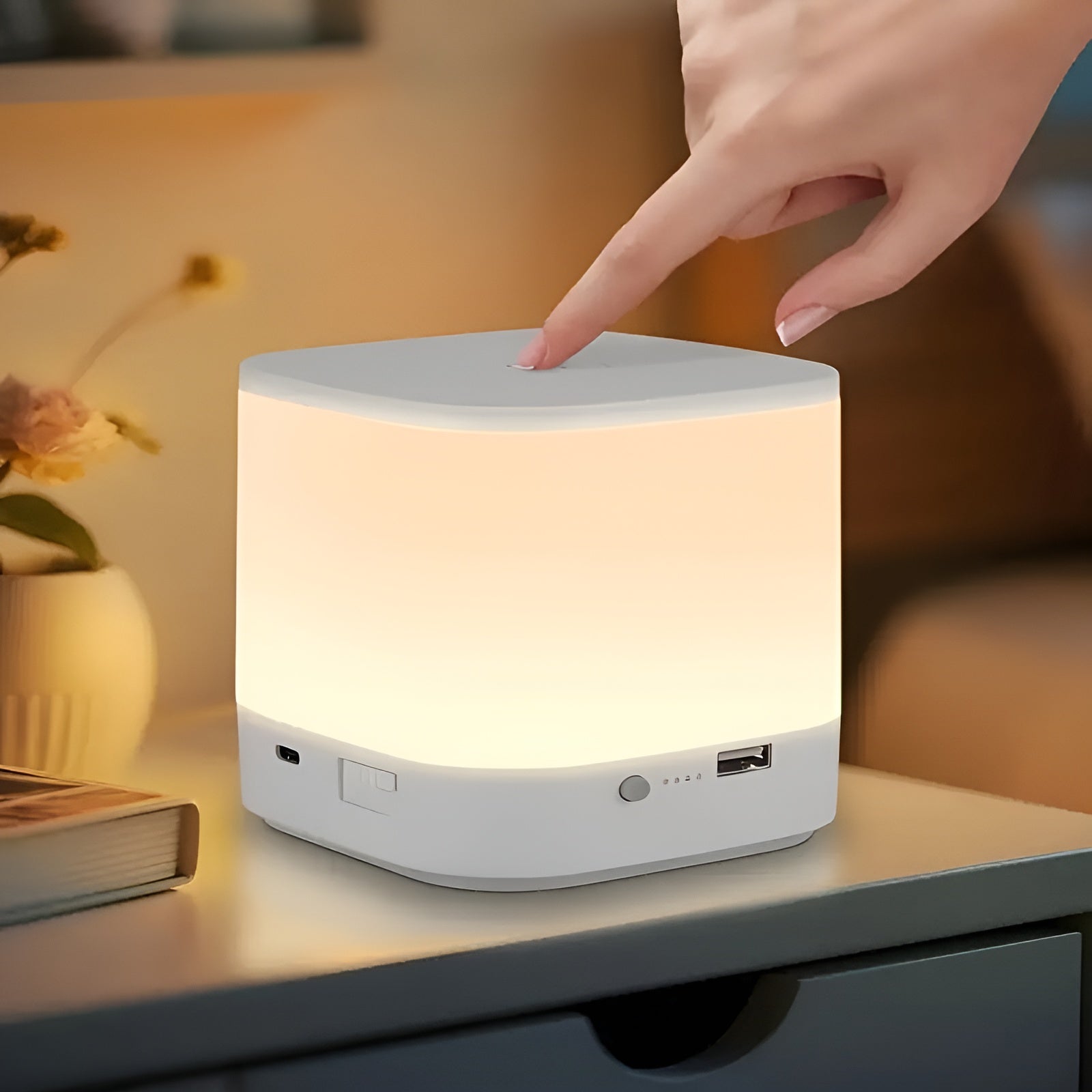 Led-bordlampe Med Berøringsdimmer – Justerbar Lysstyrke Og Fargetemperatur | Usb-lading, Timer, Ideell For Soverommet