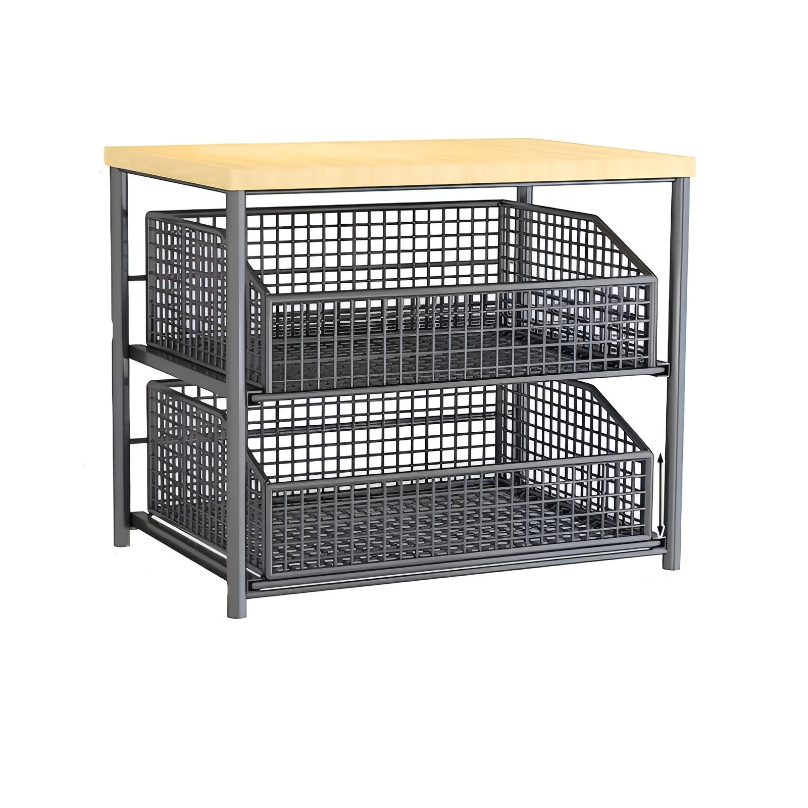 Benkeorganisator til Kjøkken – Praktisk Oppbevaring med Skuff og Metallkurv | Perfekt for Orden og Plassbesparelse