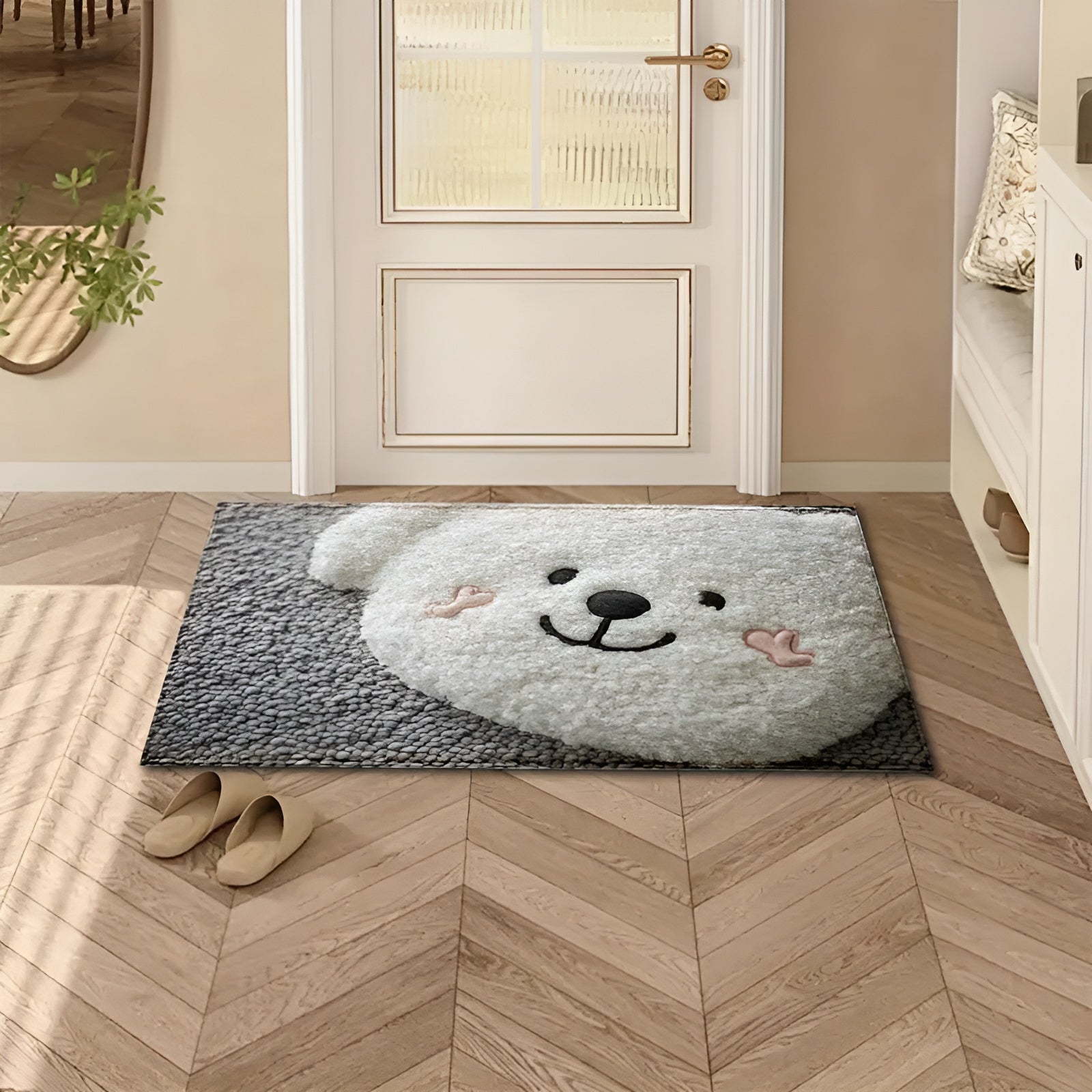 Badezimmerteppich mit Bärenmotiv – Weich & Rutschfest | Dekorative Matte für Zuhause